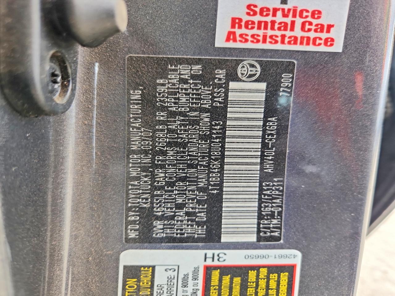 2008 Toyota Camry Hybrid Charcoal vin: 4T1BB46K18U041143