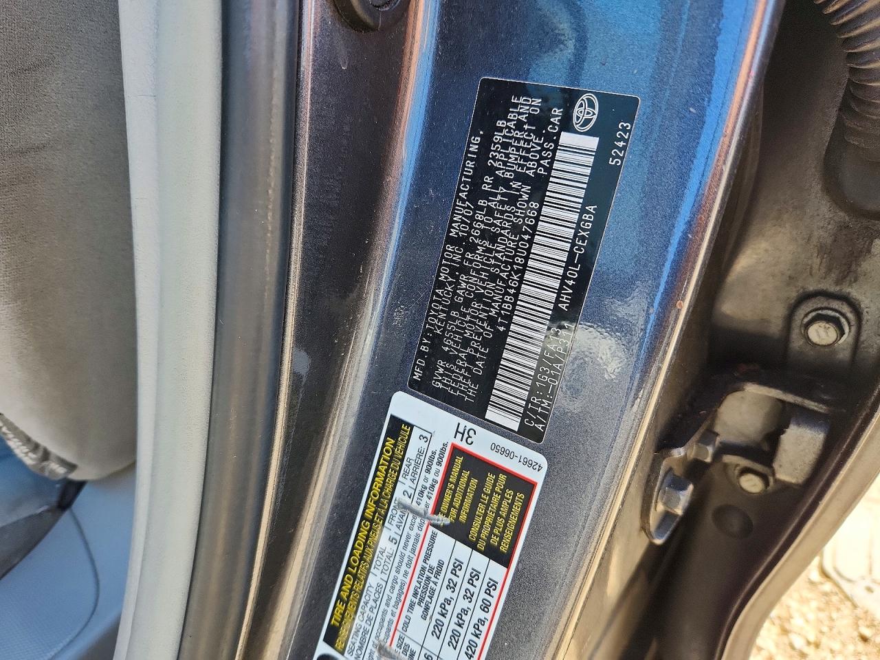 2008 Toyota Camry Hybrid Gray vin: 4T1BB46K18U047668