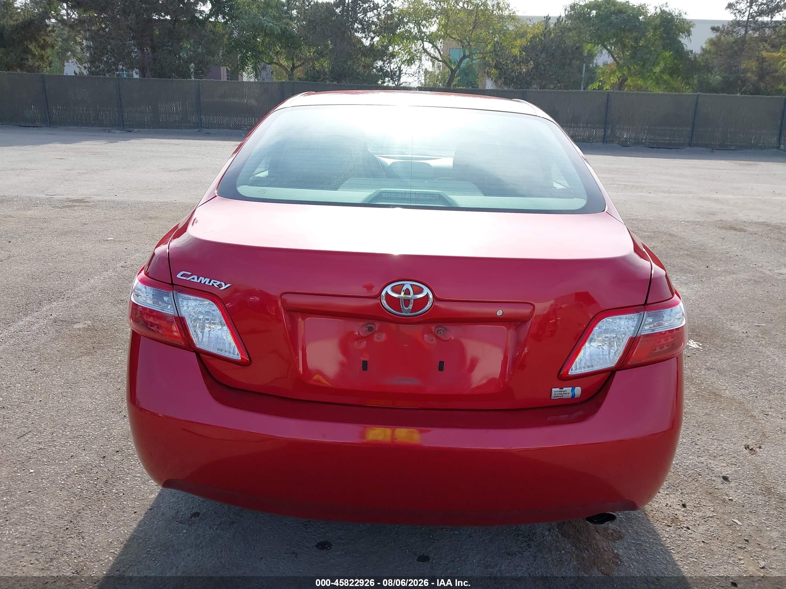2009 Toyota Camry Hybrid Red vin: 4T1BB46K19U076797