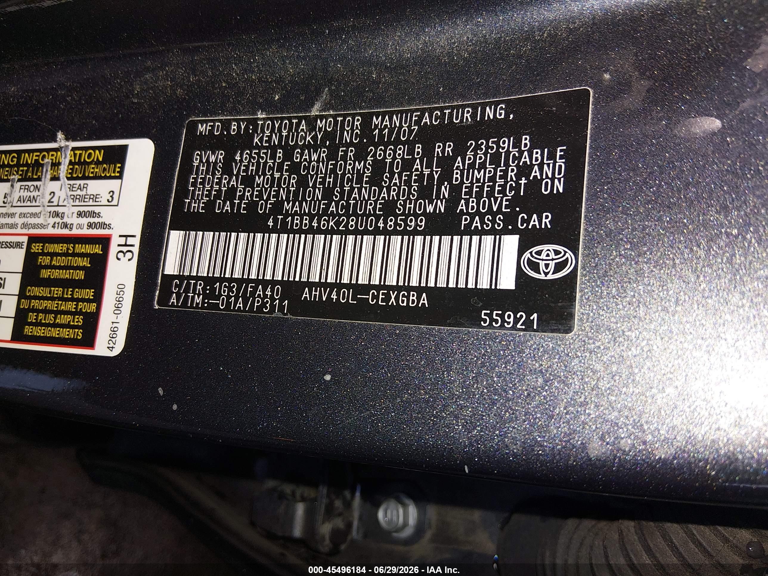 2008 Toyota Camry Hybrid   Gray vin: 4T1BB46K28U048599
