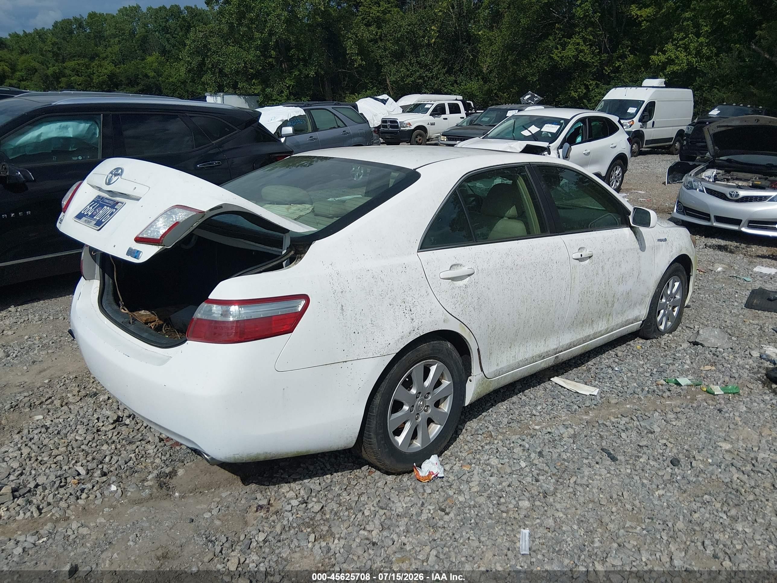 2008 Toyota Camry Hybrid   White vin: 4T1BB46K38U062172