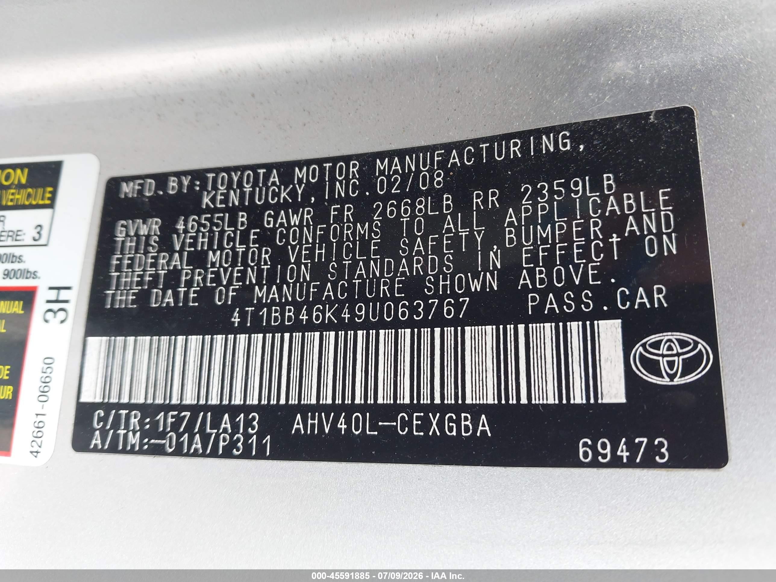 2009 Toyota Camry Hybrid   Silver vin: 4T1BB46K49U063767
