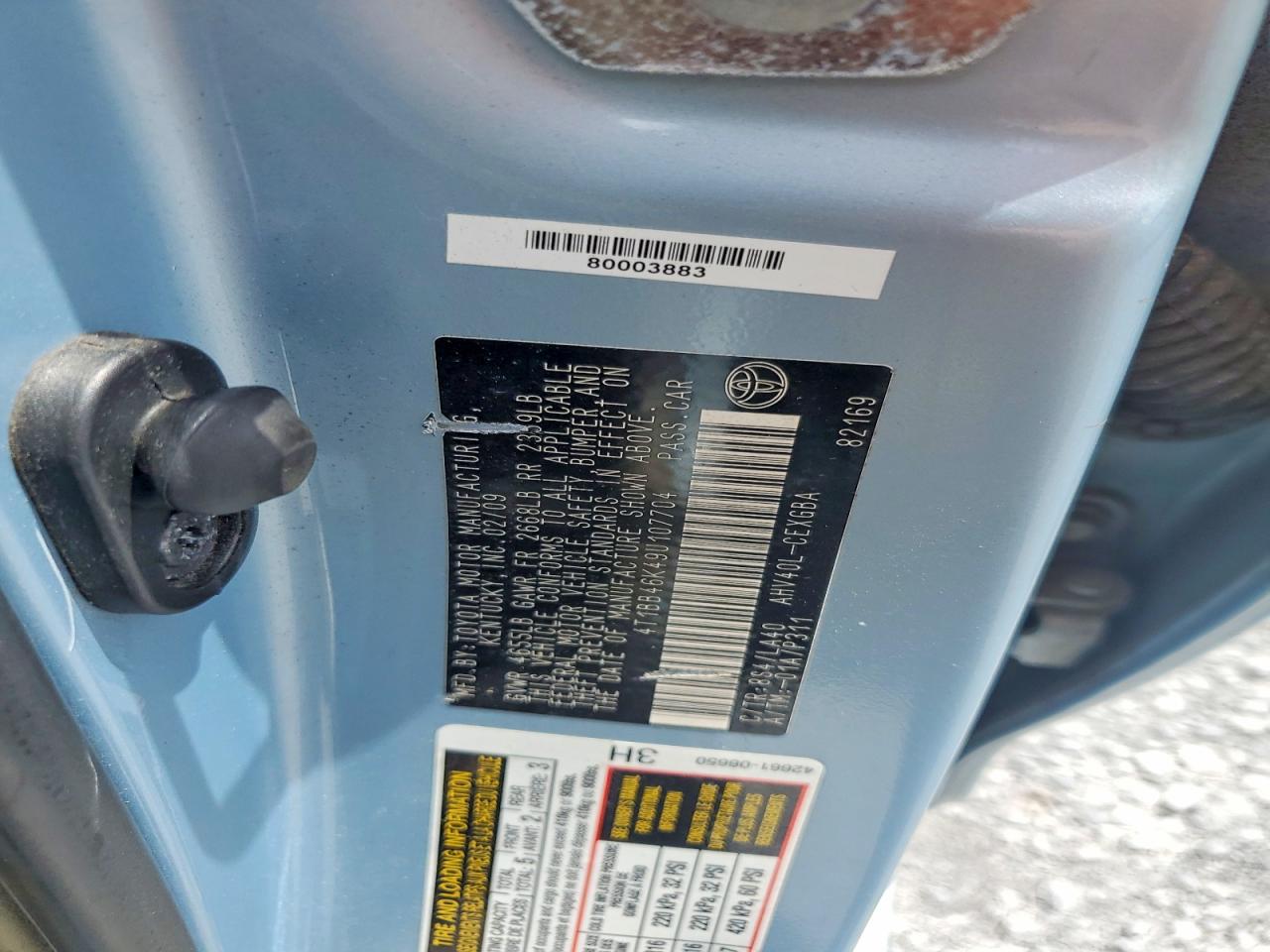 2009 Toyota Camry Hybrid Blue vin: 4T1BB46K49U107704
