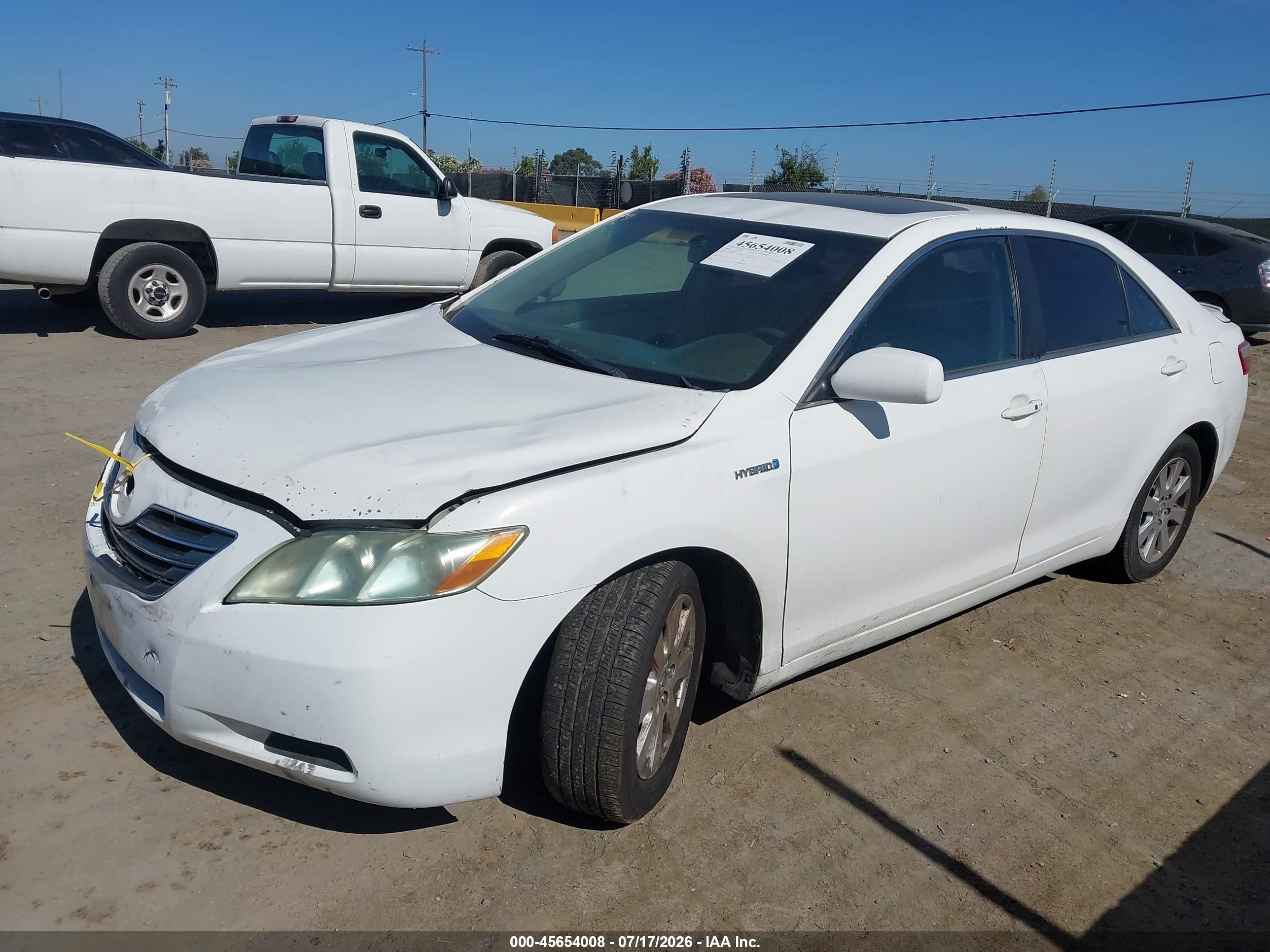 2009 Toyota Camry Hybrid   White vin: 4T1BB46K59U072073