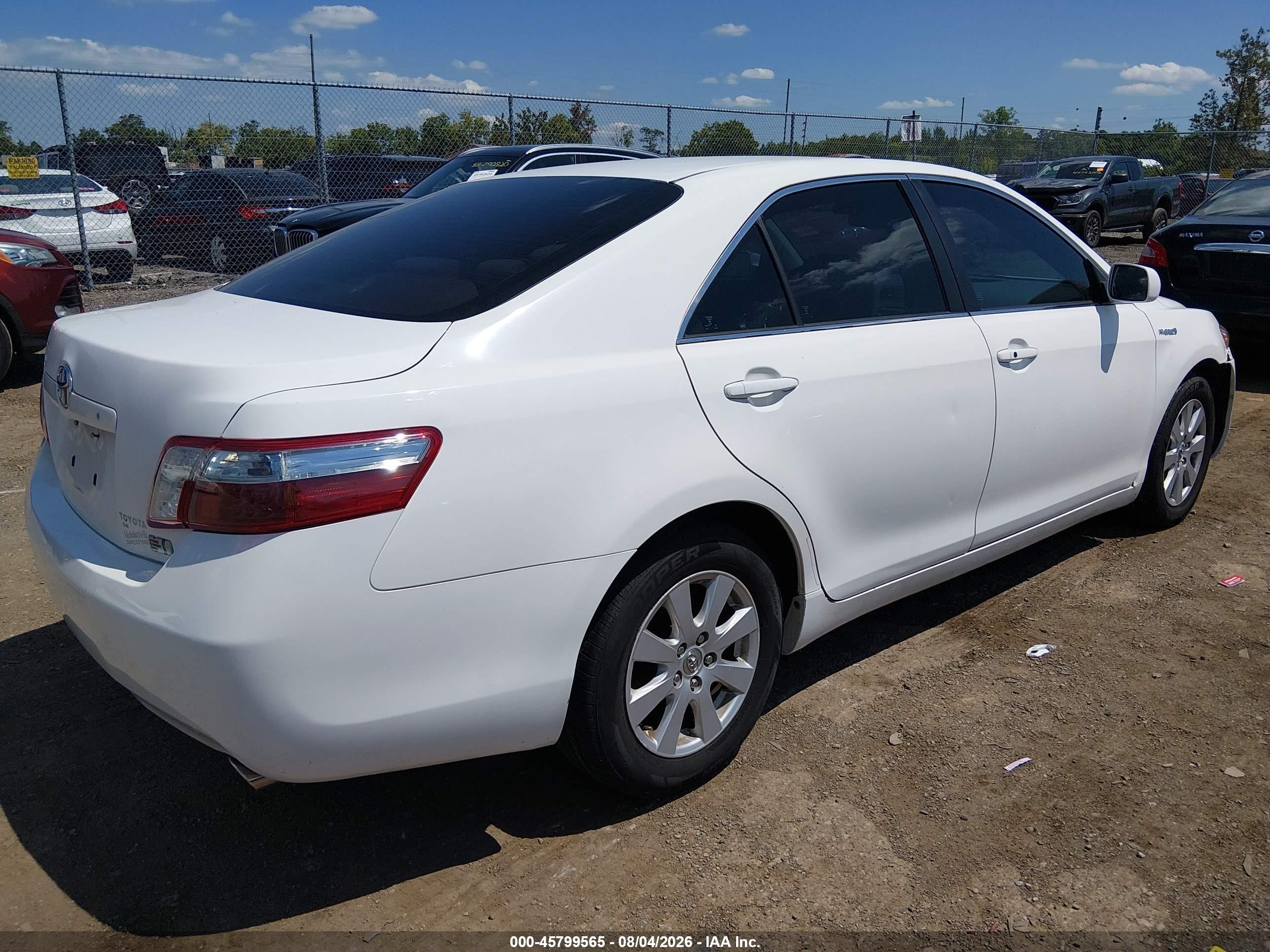 2009 Toyota Camry Hybrid   White vin: 4T1BB46K59U098673