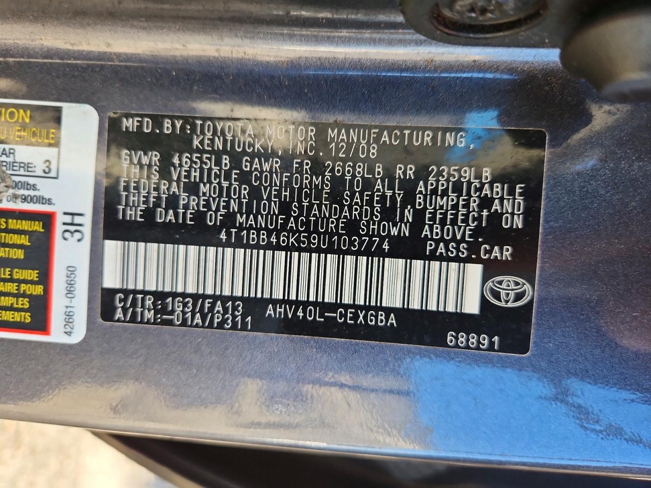 2009 Toyota Camry Hybrid Gray vin: 4T1BB46K59U103774