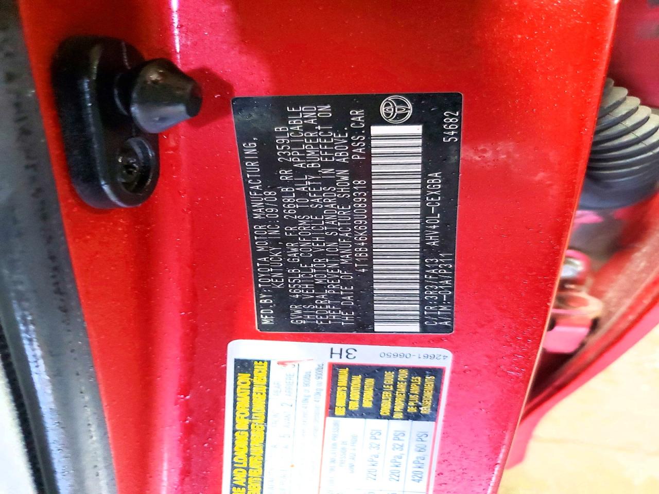 2009 Toyota Camry Hybrid Red vin: 4T1BB46K69U089318