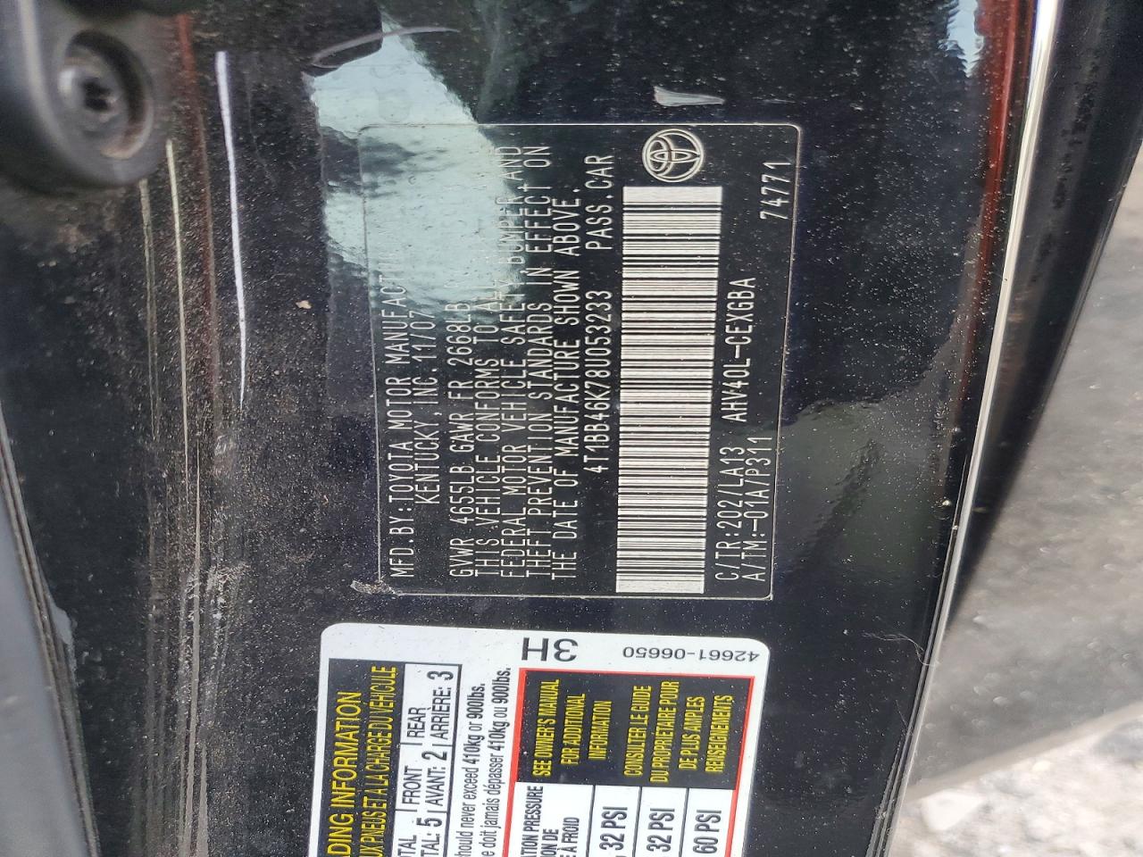 2008 Toyota Camry Hybrid Черный vin: 4T1BB46K78U053233