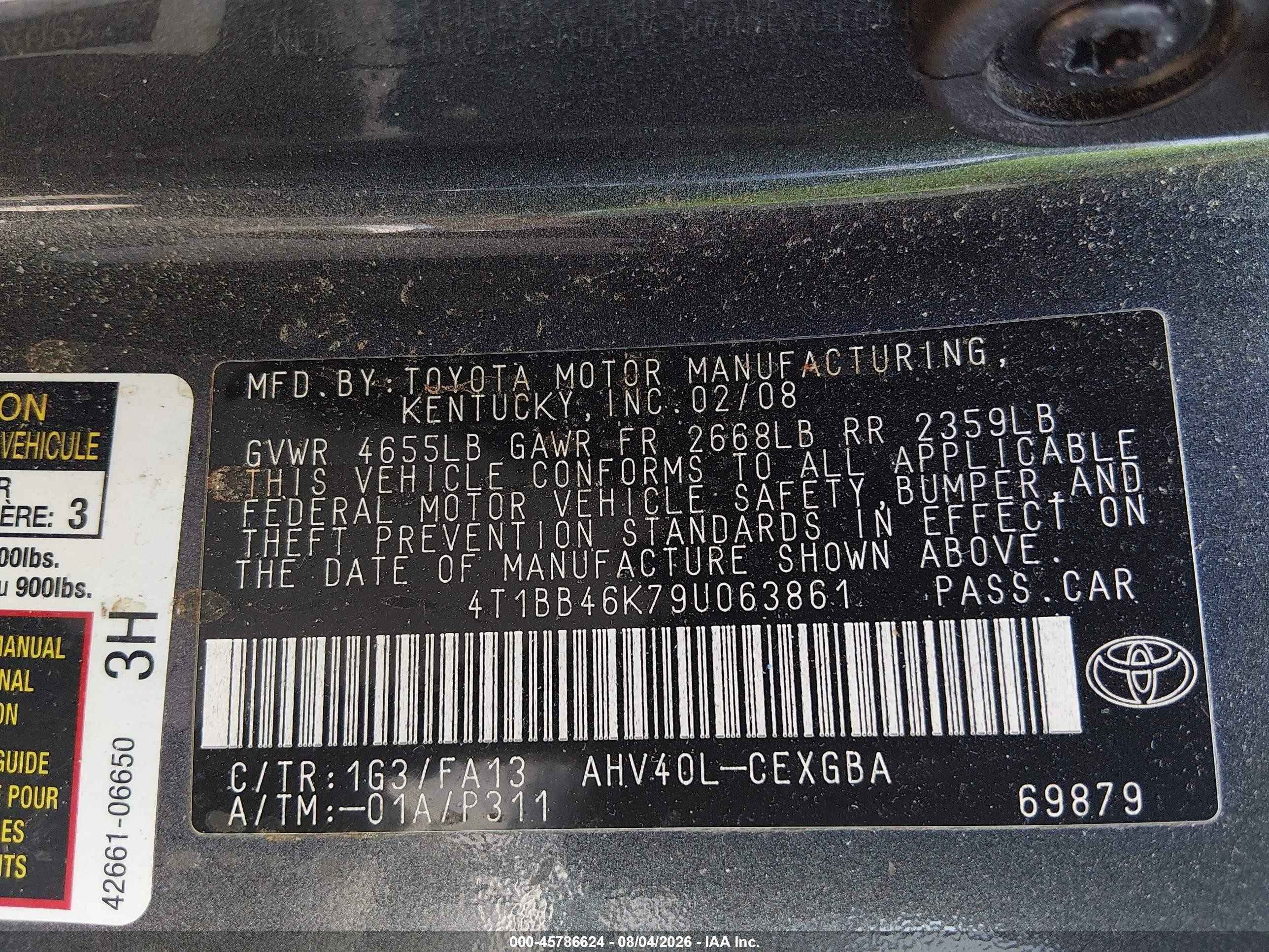 2009 Toyota Camry Hybrid   Серый vin: 4T1BB46K79U063861