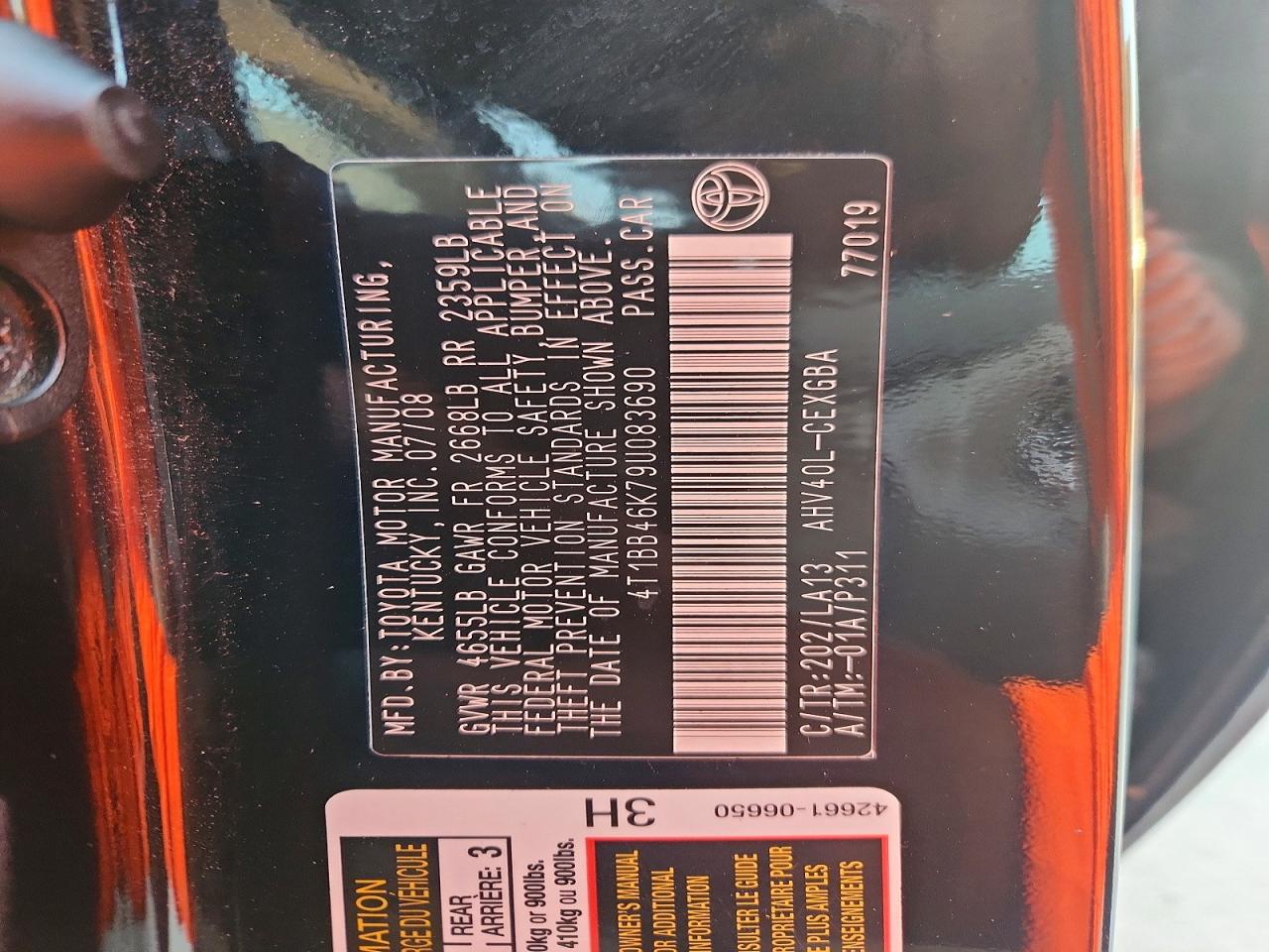 2009 Toyota Camry Hybrid Black vin: 4T1BB46K79U083690