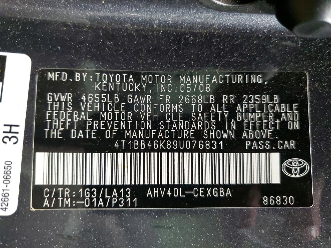 2009 Toyota Camry Hybrid Base Gray vin: 4T1BB46K89U076831