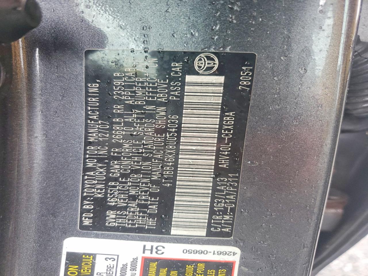 2008 Toyota Camry Hybrid Gray vin: 4T1BB46KX8U054036