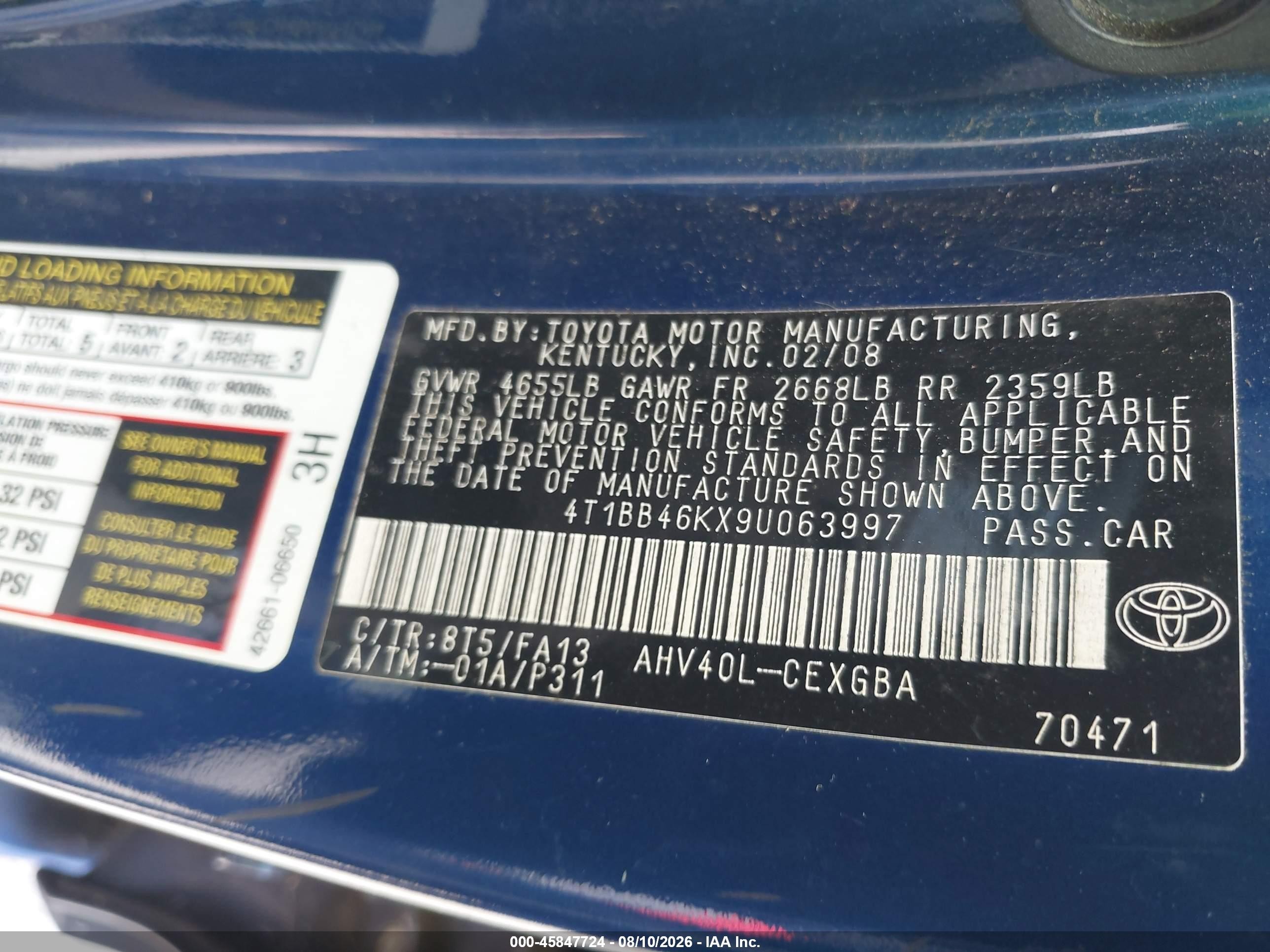 2009 Toyota Camry Hybrid   Blue vin: 4T1BB46KX9U063997