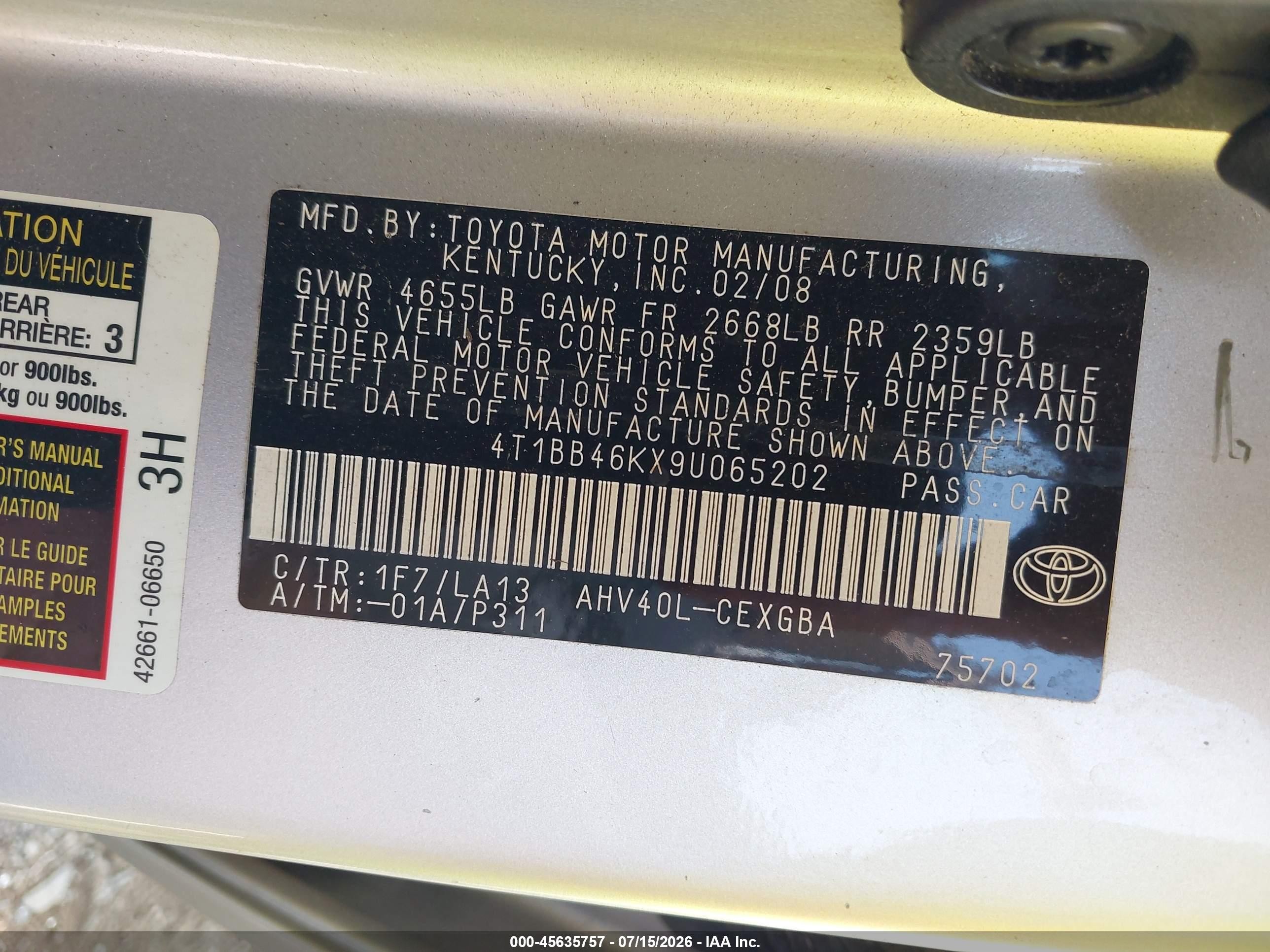 2009 Toyota Camry Hybrid   Gray vin: 4T1BB46KX9U065202