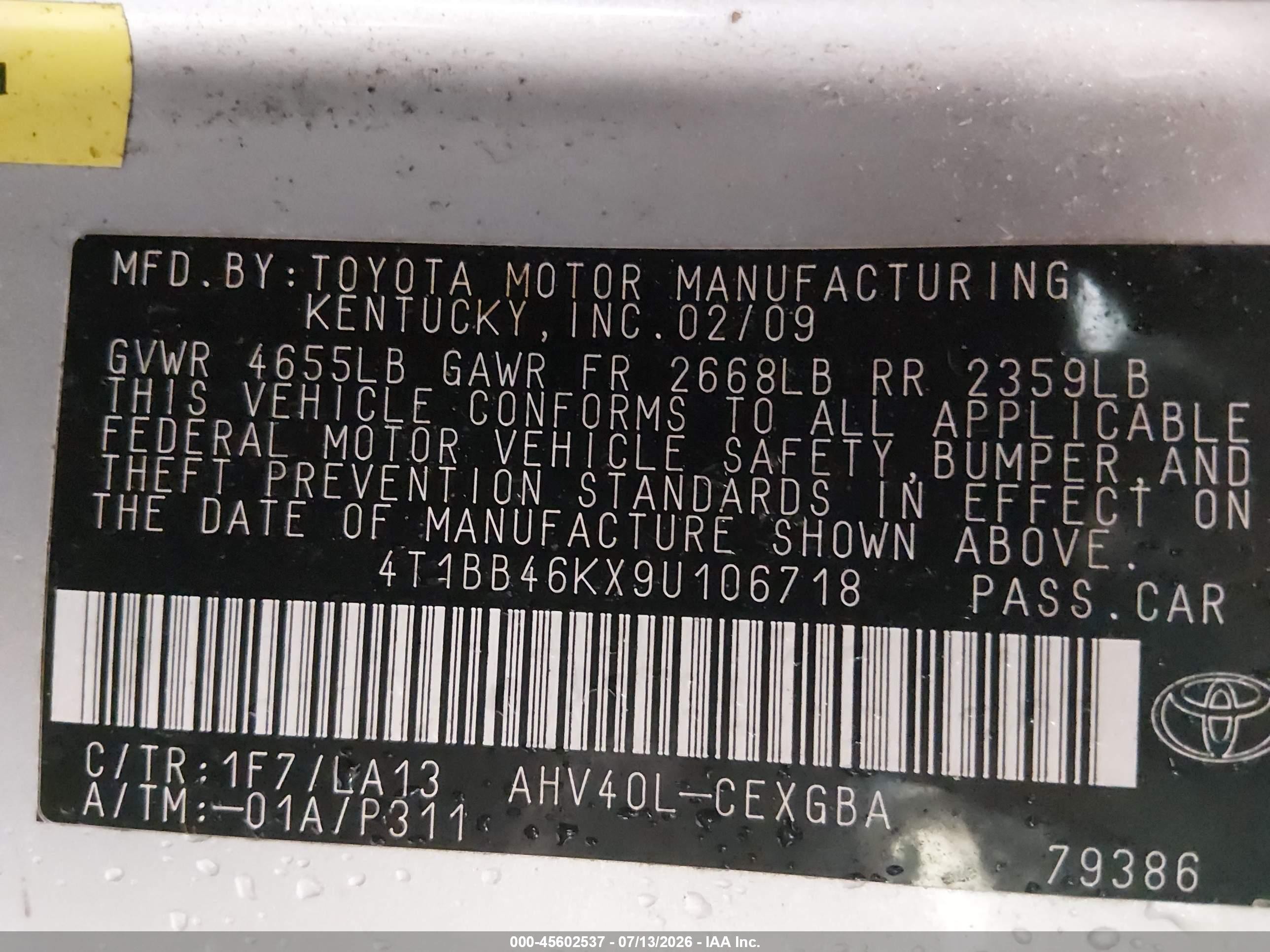 2009 Toyota Camry Hybrid   Silver vin: 4T1BB46KX9U106718
