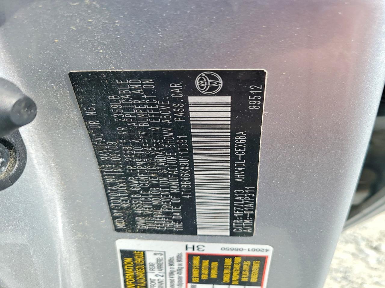 2009 Toyota Camry Hybrid Серебряный vin: 4T1BB46KX9U110591