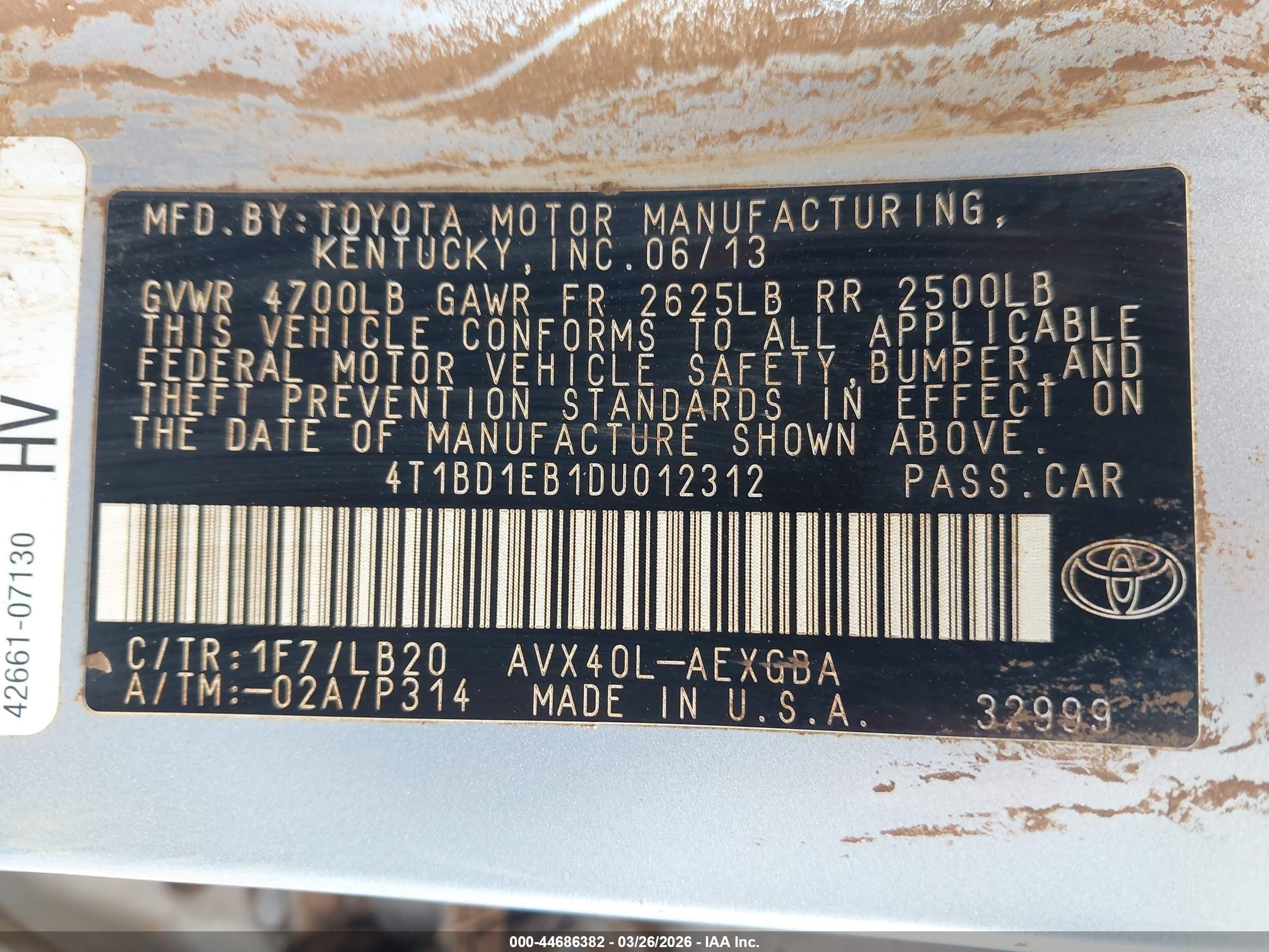 2013 Toyota Avalon Hybrid Xle Premium Silver vin: 4T1BD1EB1DU012312