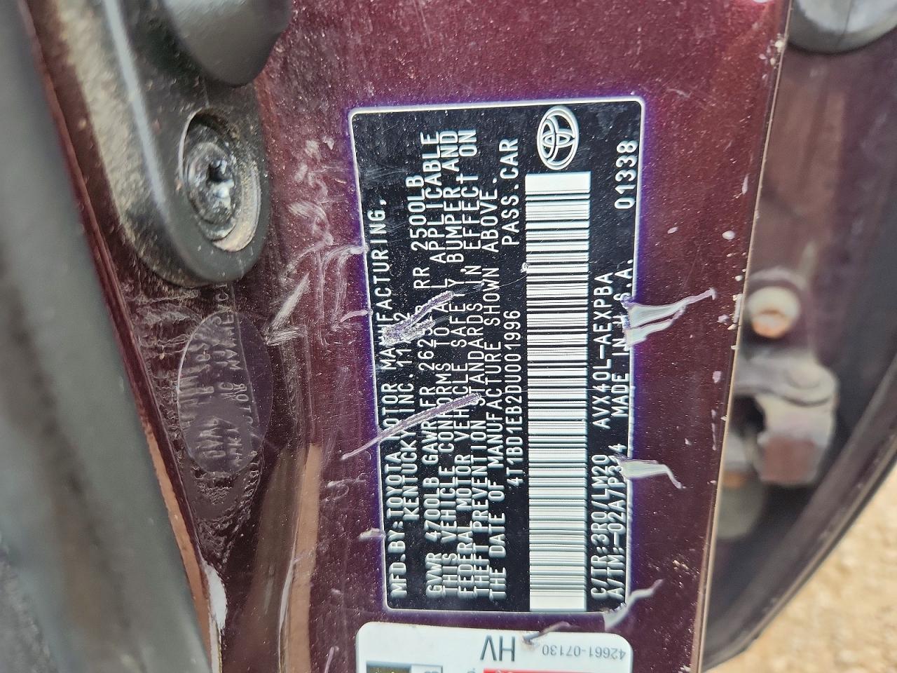 2013 Toyota Avalon Hybrid Limited Purple vin: 4T1BD1EB2DU001996