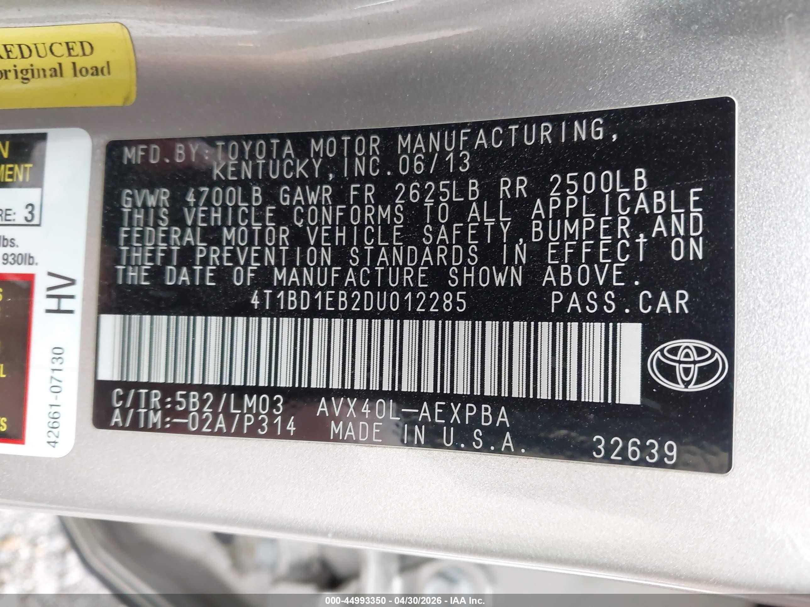 2013 Toyota Avalon Hybrid Limited Tan vin: 4T1BD1EB2DU012285