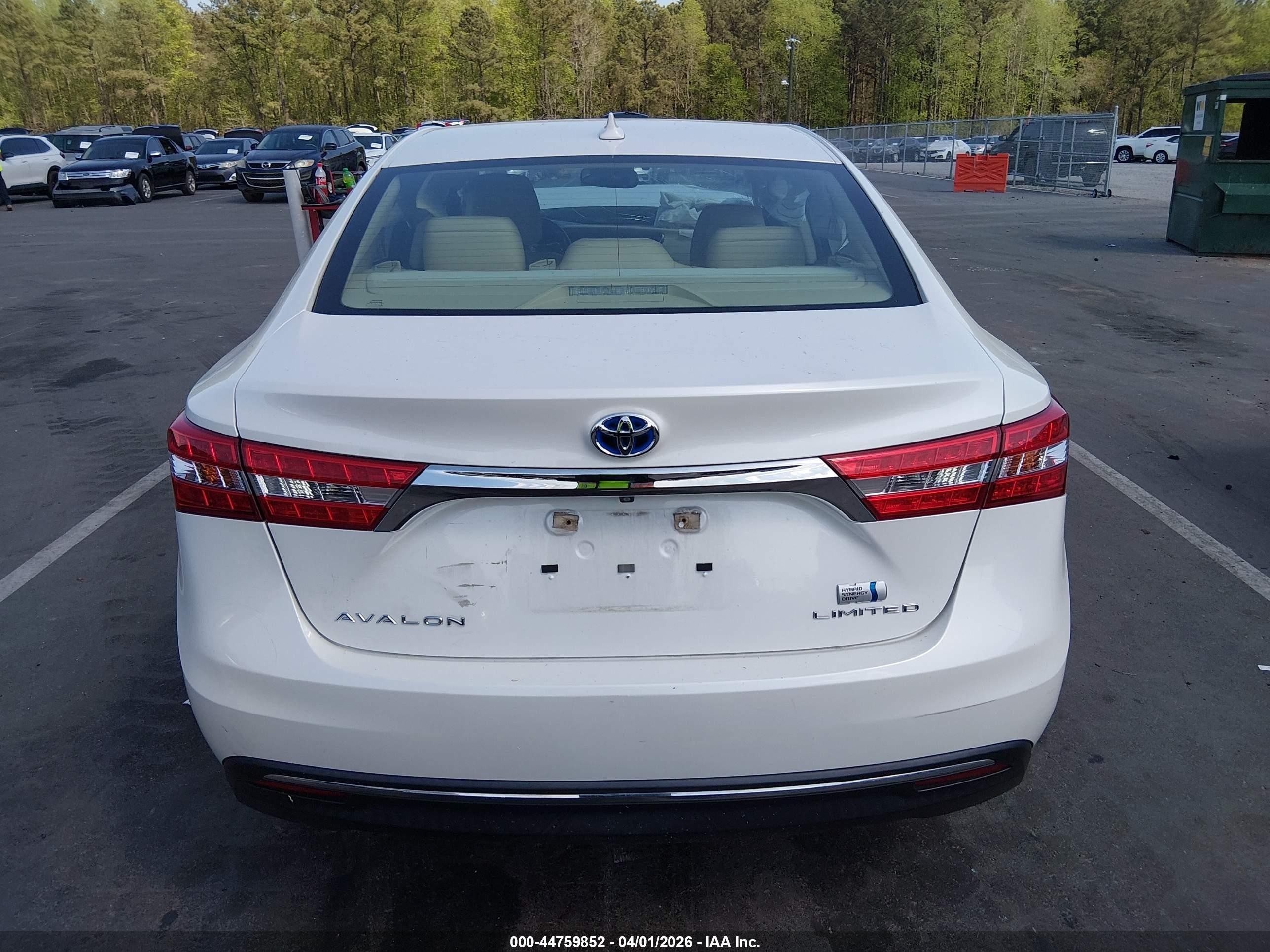 2014 Toyota Avalon Hybrid Limited White vin: 4T1BD1EB2EU035647