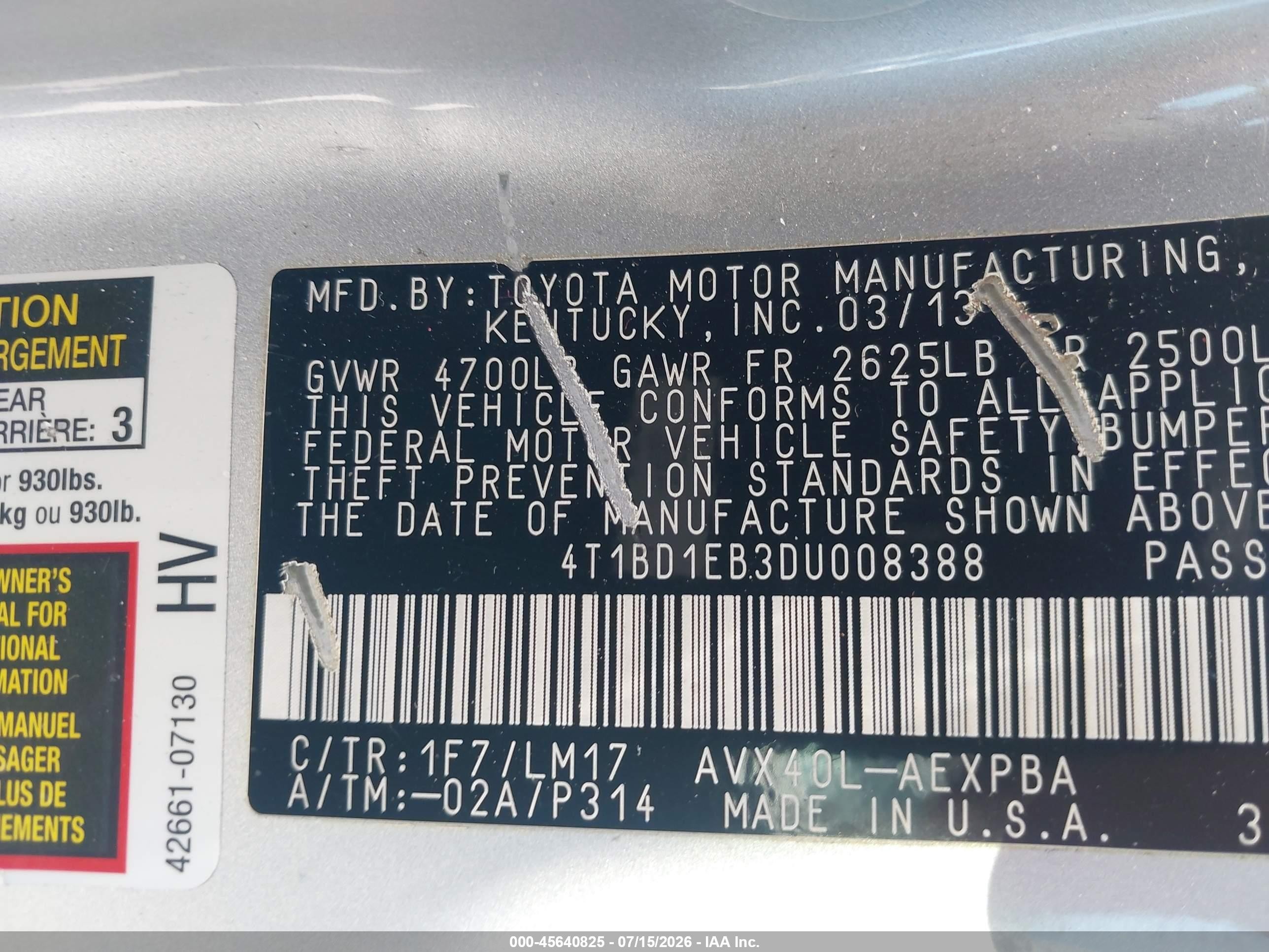 2013 Toyota Avalon Hybrid Limited Gray vin: 4T1BD1EB3DU008388