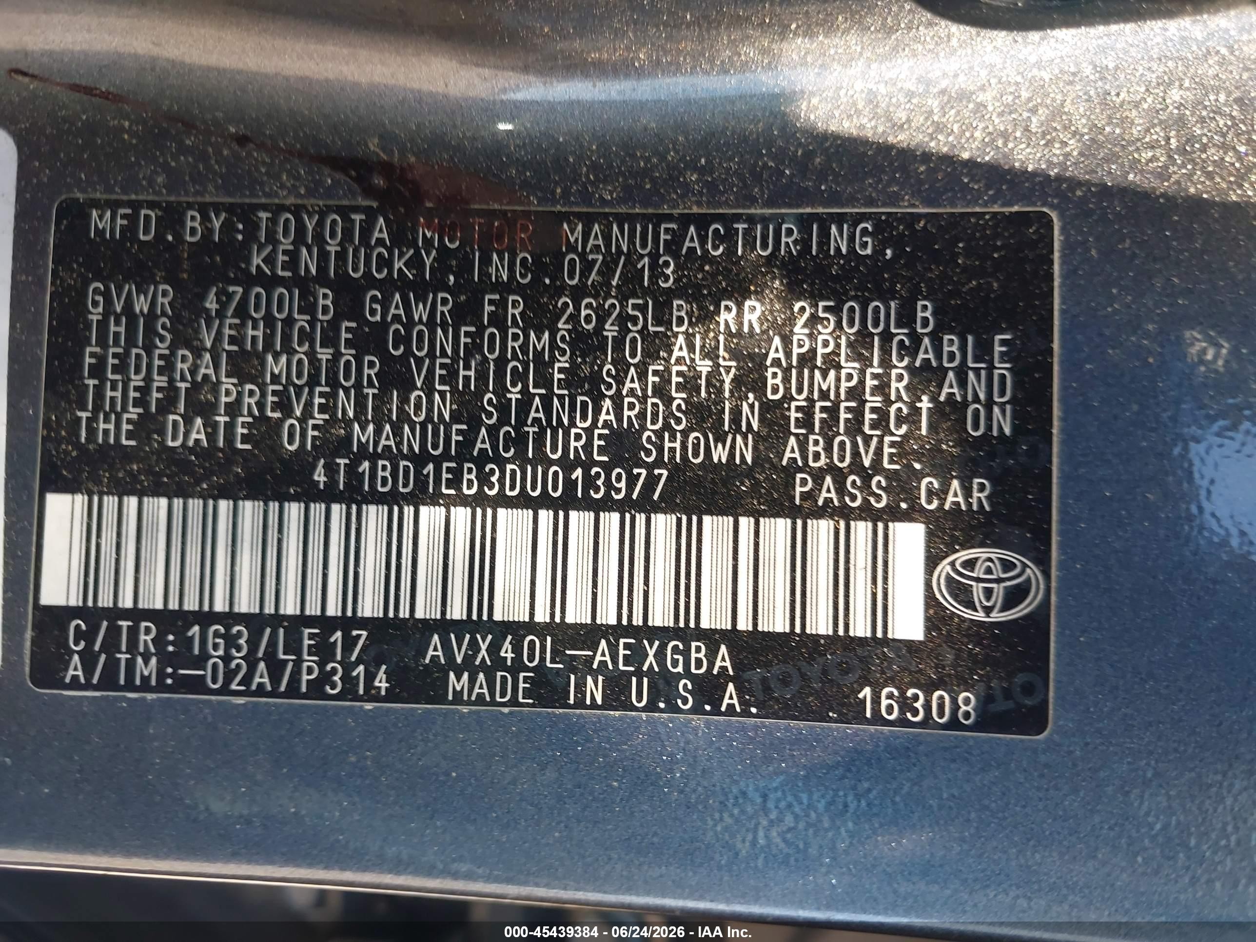 2013 Toyota Avalon Hybrid Xle Touring Gray vin: 4T1BD1EB3DU013977