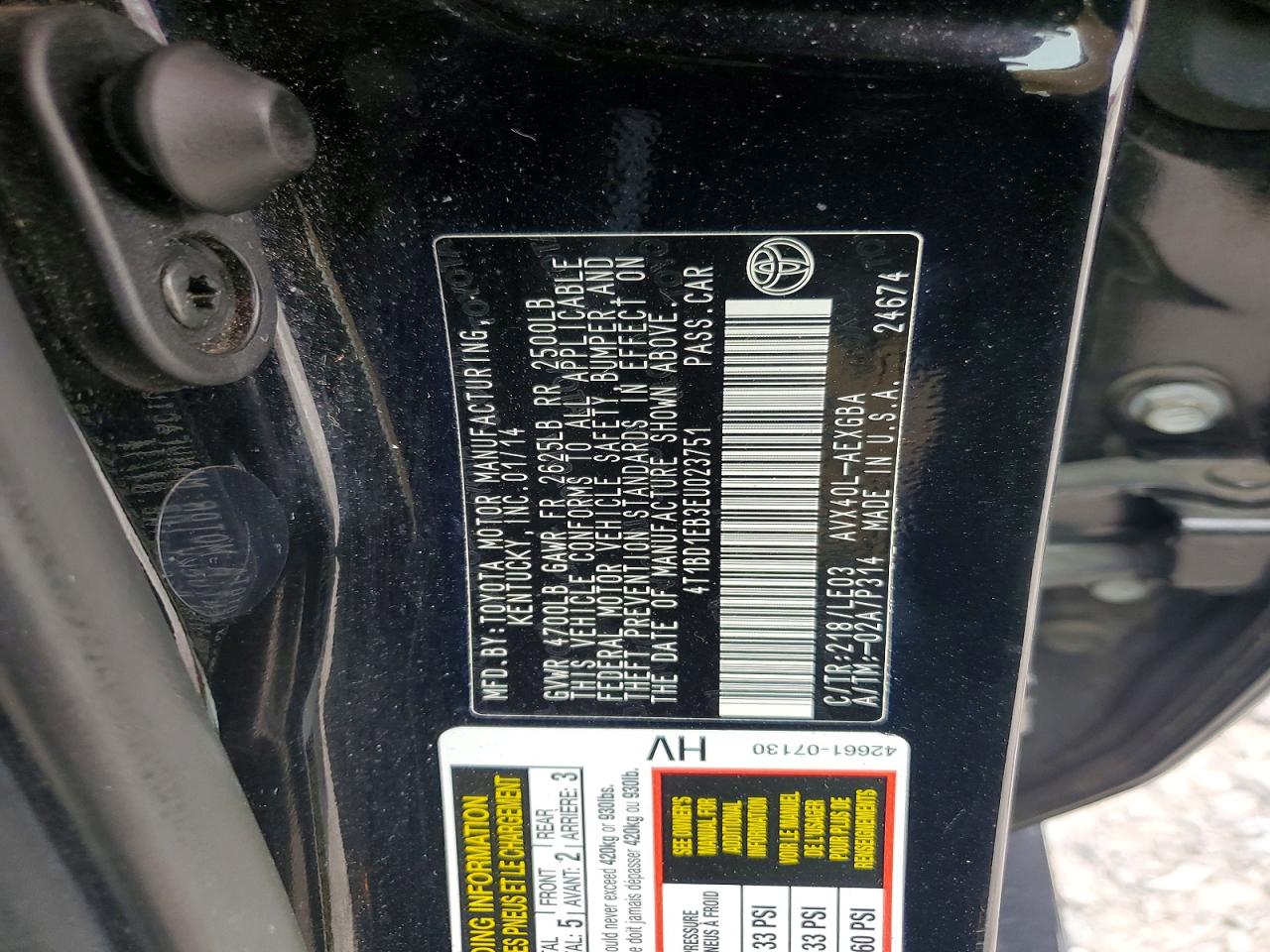 2014 Toyota Avalon Hybrid Xle Touring Black vin: 4T1BD1EB3EU023751