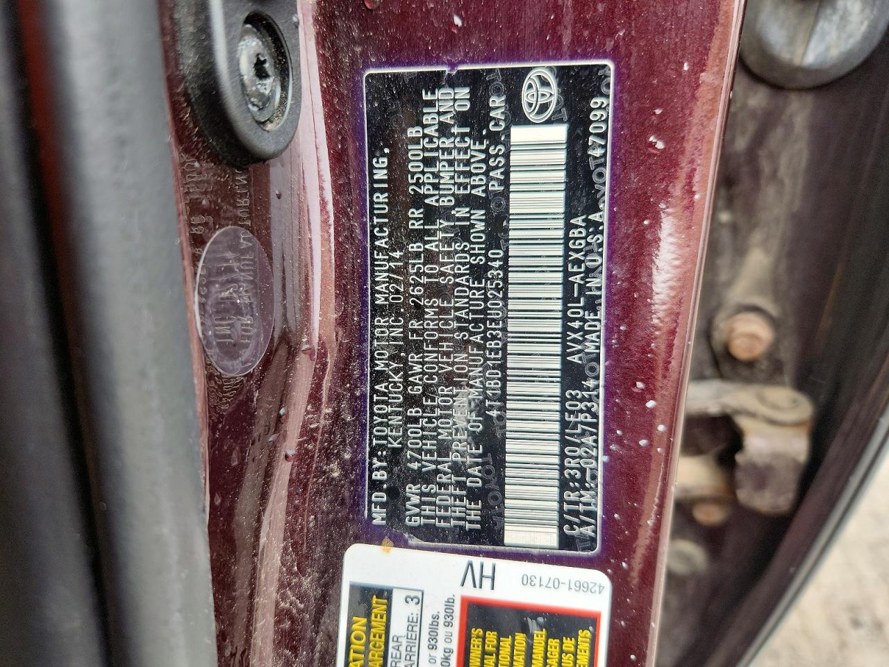 2014 Toyota Avalon Hybrid Xle Touring Maroon vin: 4T1BD1EB3EU025340