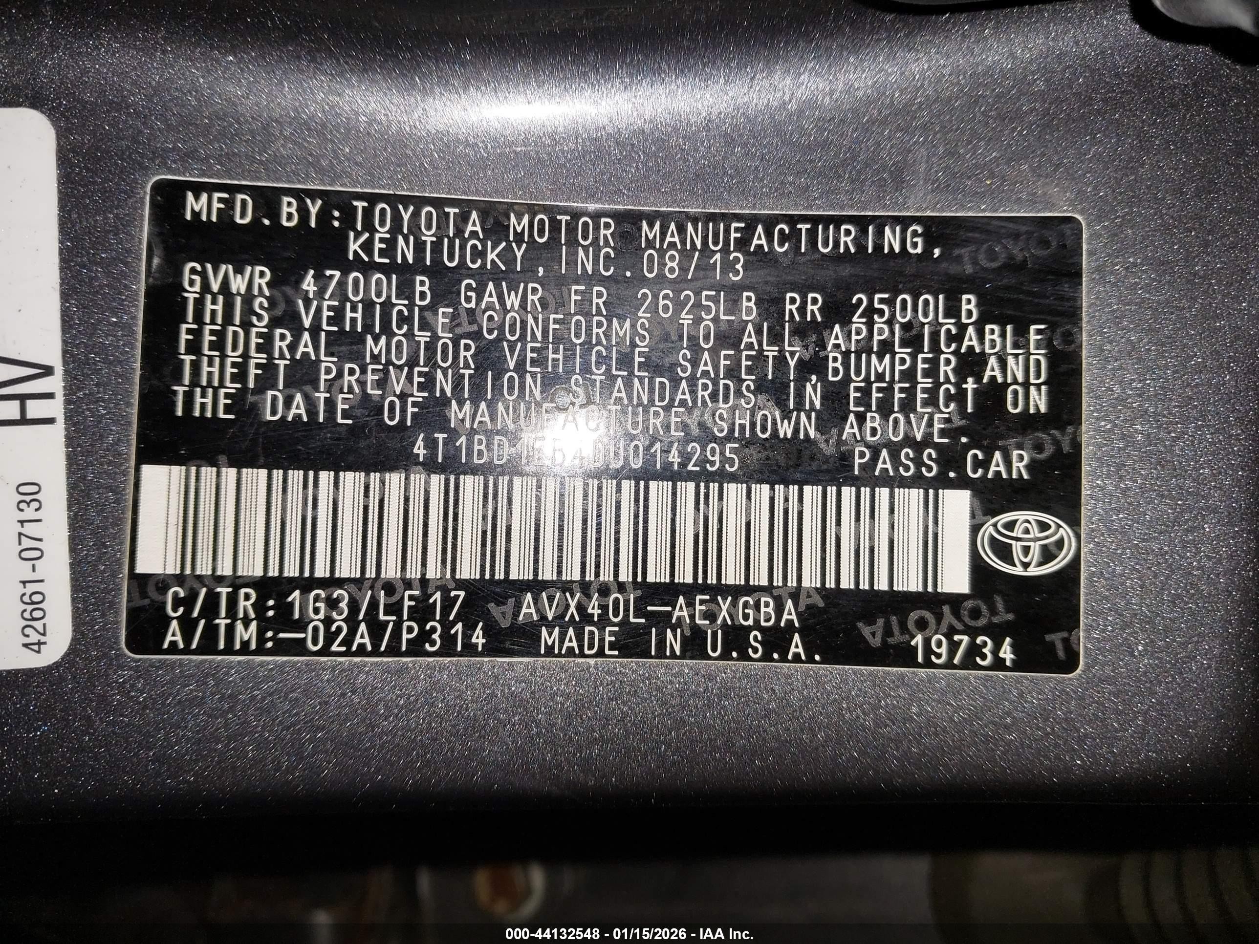 2013 Toyota Avalon Hybrid Xle Premium Gray vin: 4T1BD1EB4DU014295