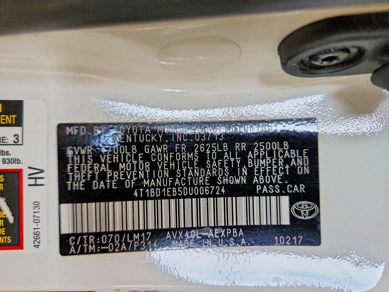 2013 Toyota Avalon Hybrid Limited White vin: 4T1BD1EB5DU006724