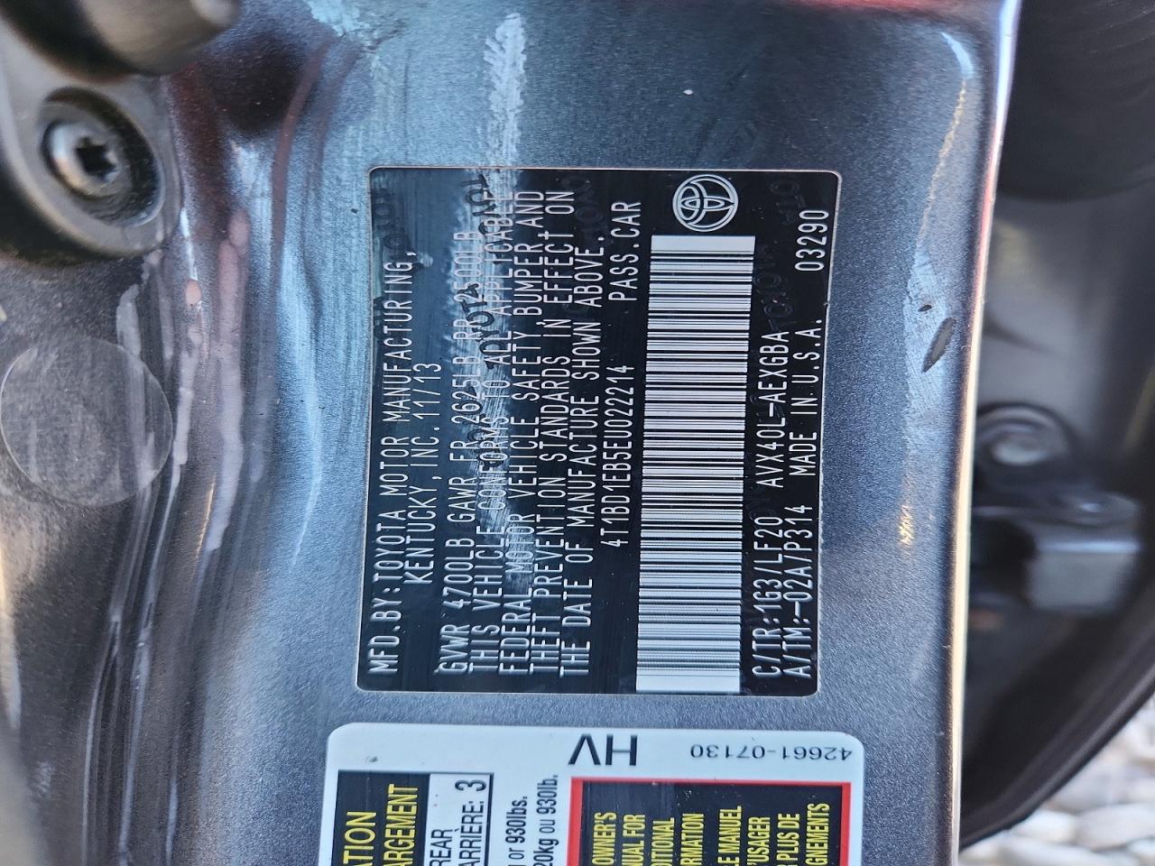 2014 Toyota Avalon Hybrid Xle Premium Gray vin: 4T1BD1EB5EU022214