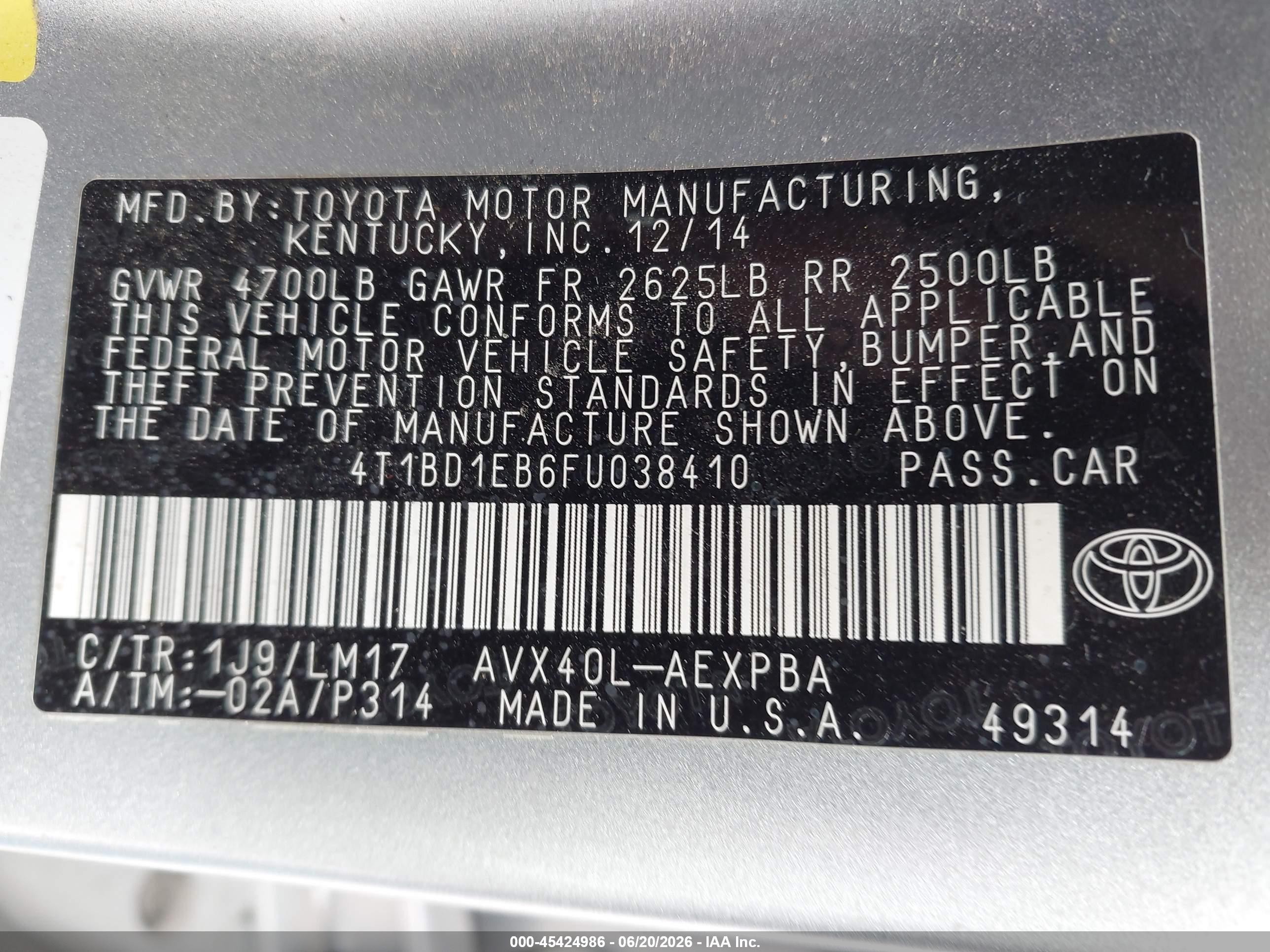 2015 Toyota Avalon Hybrid Limited Серебряный vin: 4T1BD1EB6FU038410