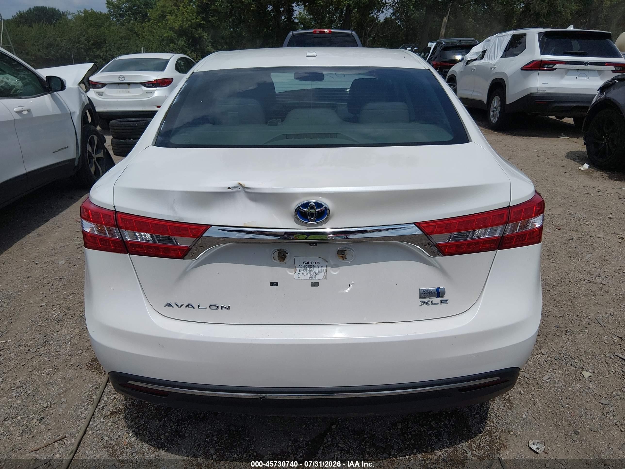 2013 Toyota Avalon Hybrid Xle Touring White vin: 4T1BD1EB7DU017272