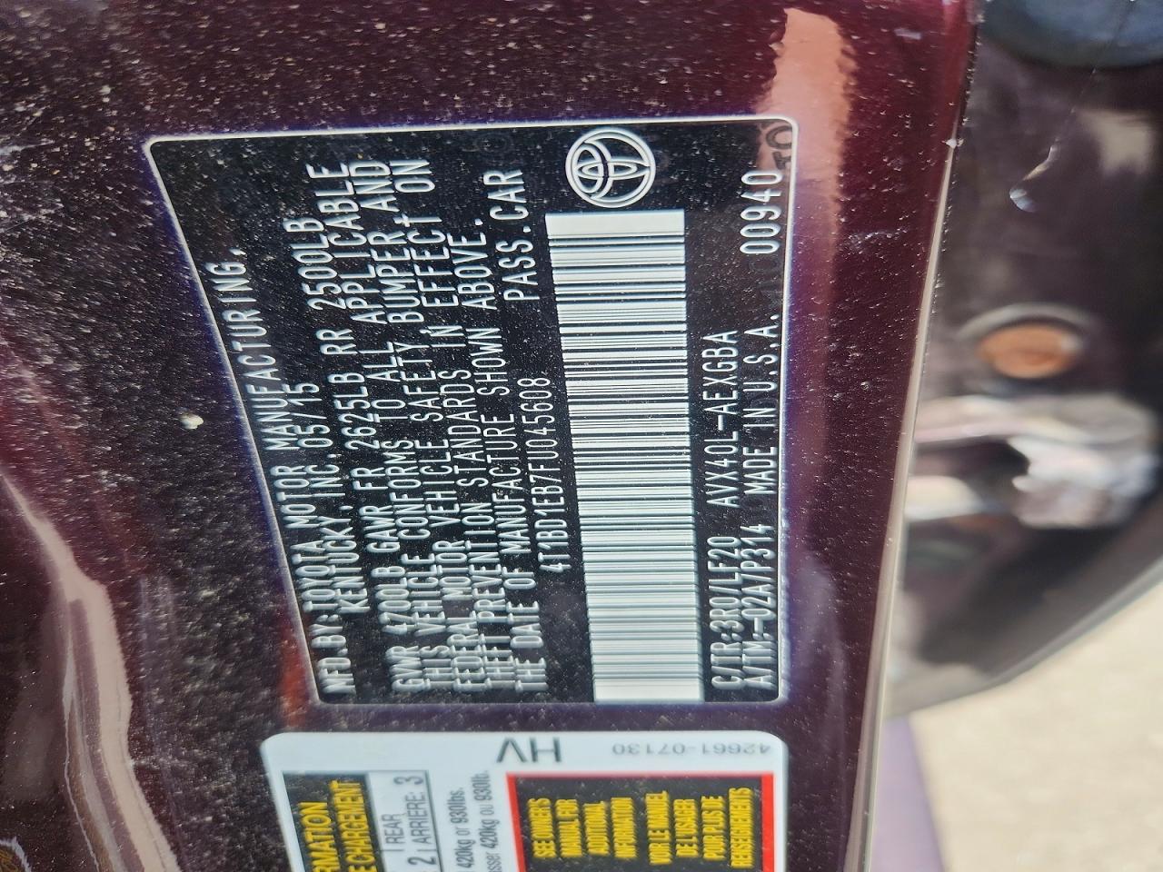2015 Toyota Avalon Hybrid Xle Premium Maroon vin: 4T1BD1EB7FU045608
