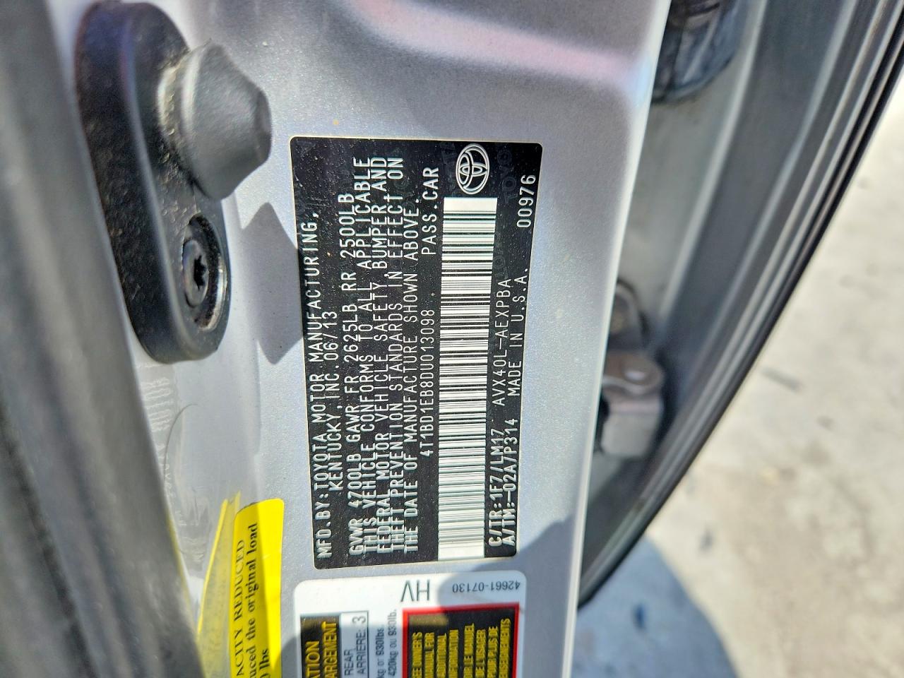 2013 Toyota Avalon Hybrid Limited Silver vin: 4T1BD1EB8DU013098