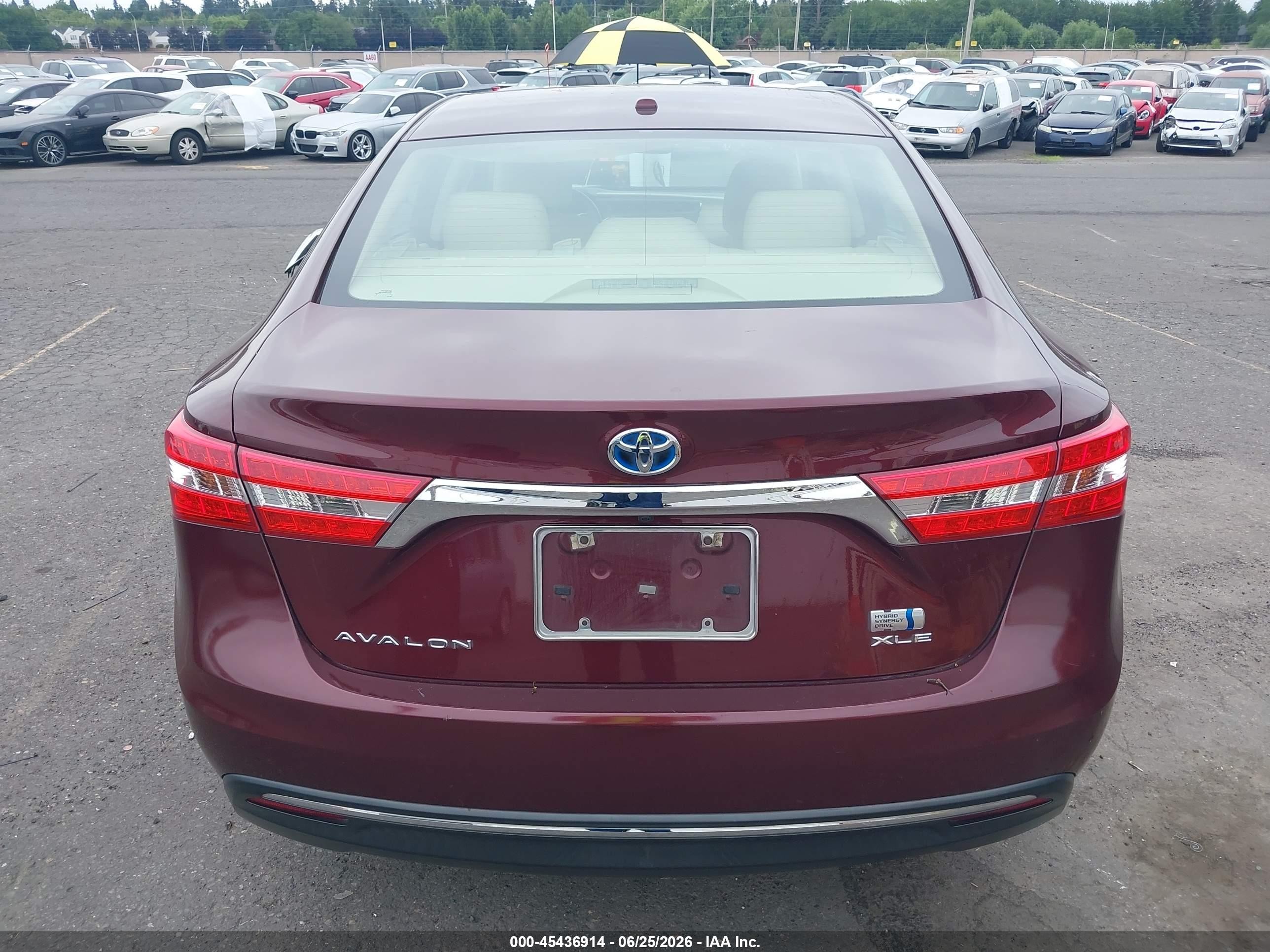 2015 Toyota Avalon Hybrid Xle Touring Burgundy vin: 4T1BD1EB8FU044242