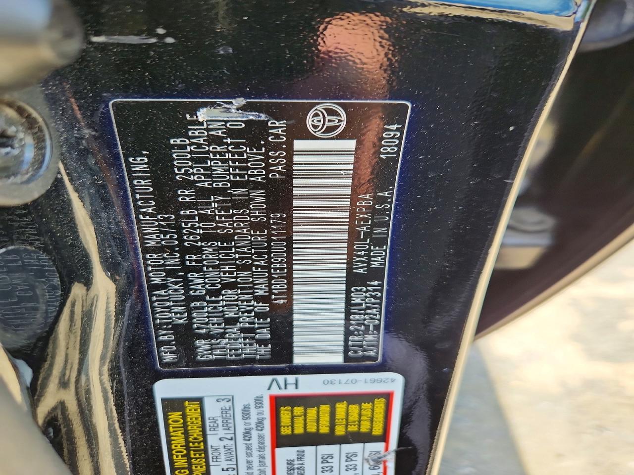 2013 Toyota Avalon Hybrid Limited Black vin: 4T1BD1EB9DU011179