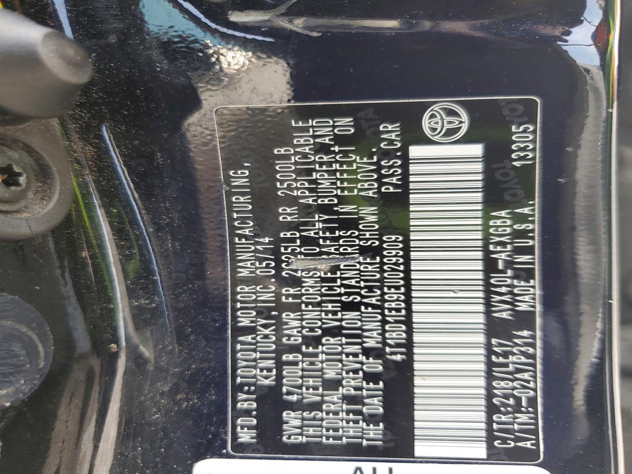 2014 Toyota Avalon Hybrid Xle Touring Black vin: 4T1BD1EB9EU029909