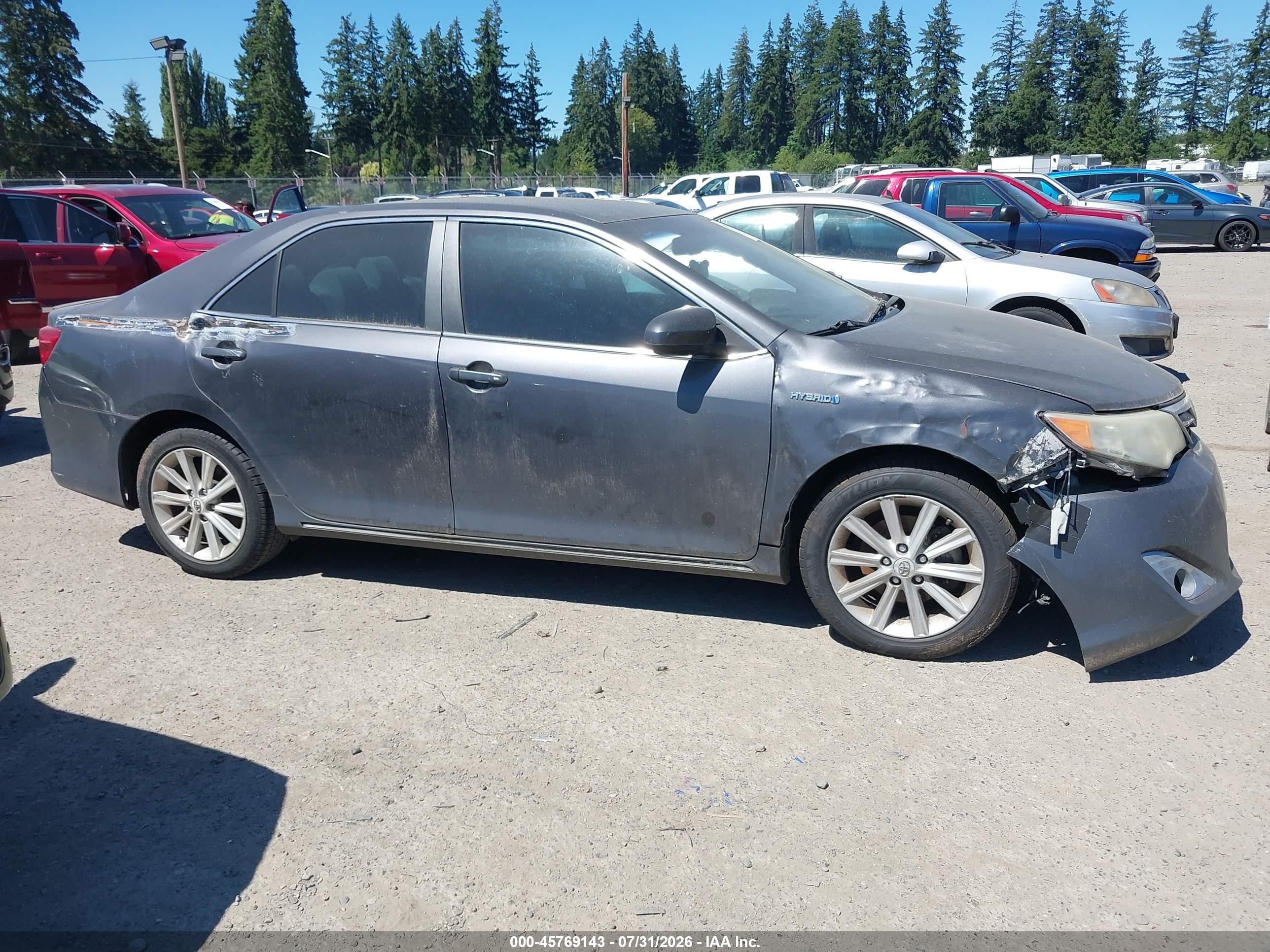 2012 Toyota Camry Hybrid Xle Серый vin: 4T1BD1FK0CU013514