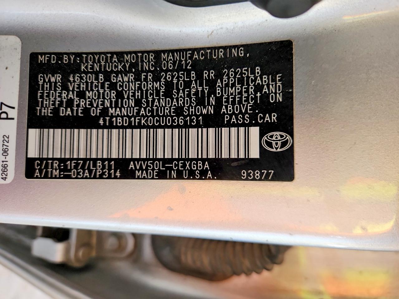2012 Toyota Camry Hybrid Xle Серебряный vin: 4T1BD1FK0CU036131