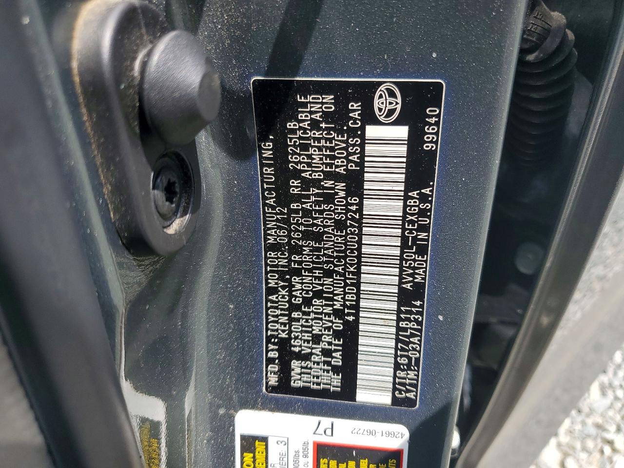 2012 Toyota Camry Hybrid Xle Green vin: 4T1BD1FK0CU037246