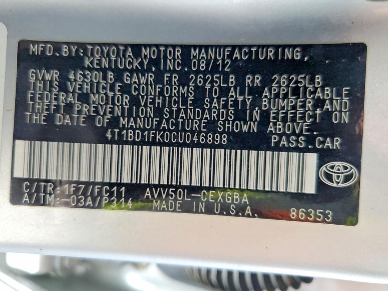 2012 Toyota Camry Hybrid Xle Silver vin: 4T1BD1FK0CU046898