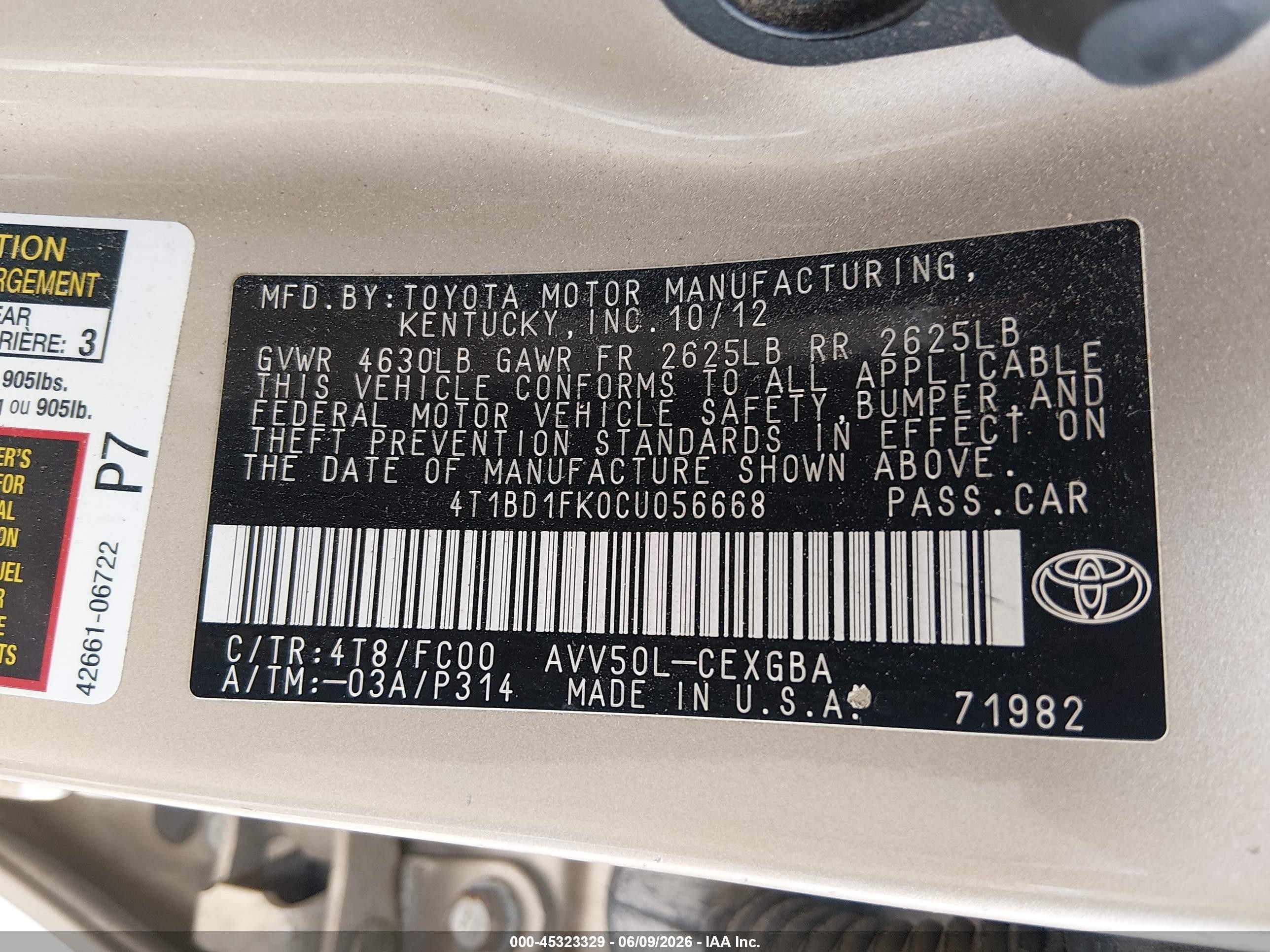 2012 Toyota Camry Hybrid Xle Tan vin: 4T1BD1FK0CU056668
