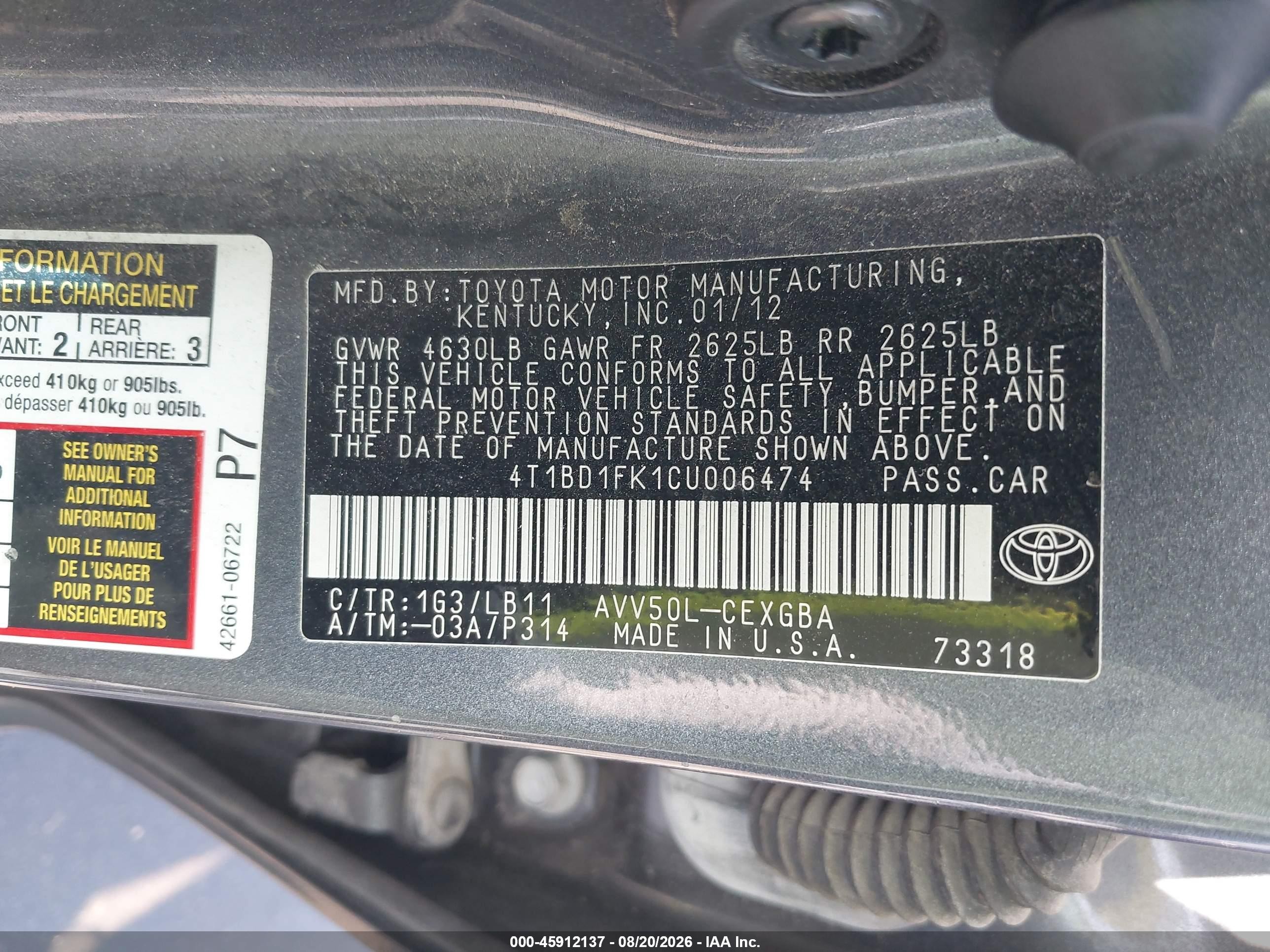 2012 Toyota Camry Hybrid Xle Silver vin: 4T1BD1FK1CU006474