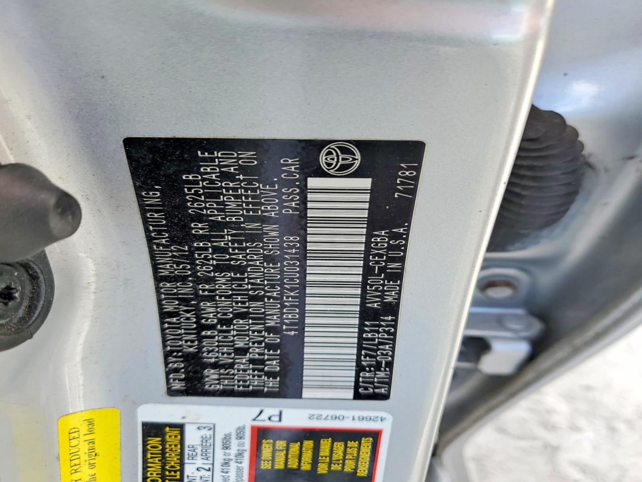 2012 Toyota Camry Hybrid Xle Серебряный vin: 4T1BD1FK1CU031438