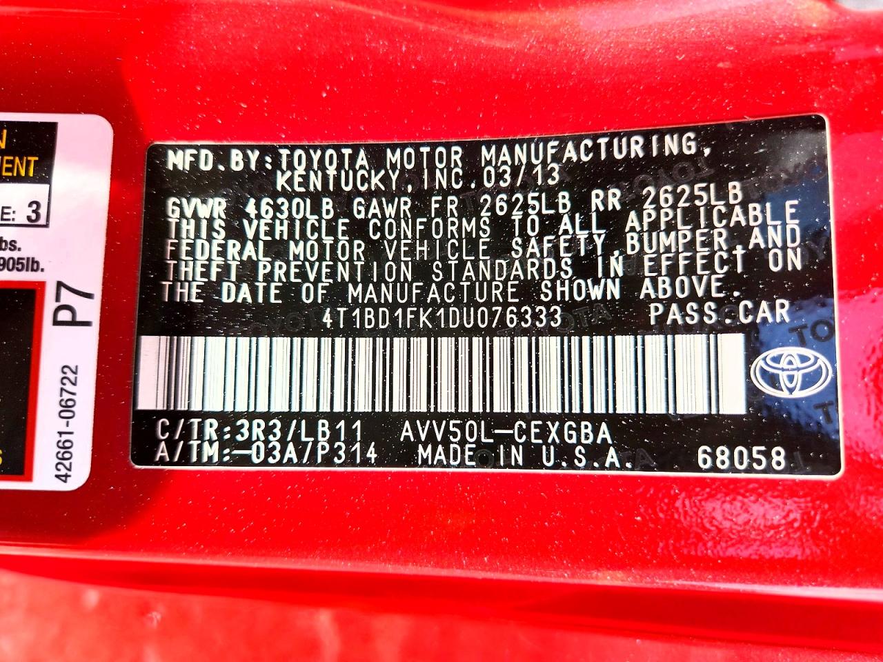 2013 Toyota Camry Hybrid Xle Red vin: 4T1BD1FK1DU076333