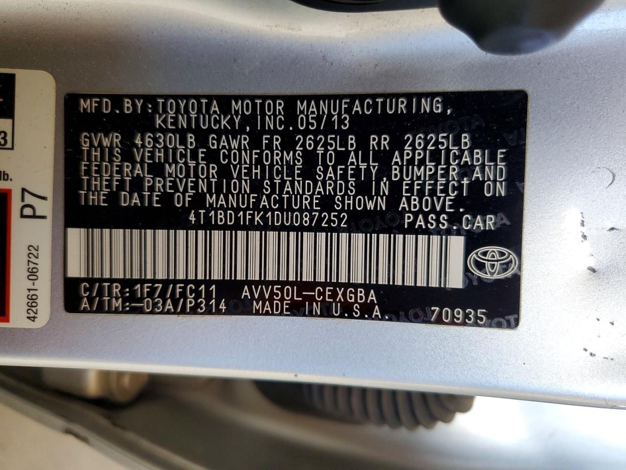 2013 Toyota Camry Hybrid Xle Silver vin: 4T1BD1FK1DU087252