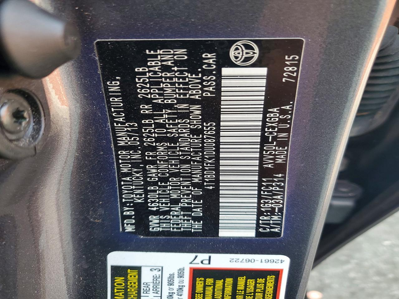 2013 Toyota Camry Hybrid Xle Gray vin: 4T1BD1FK1DU087655