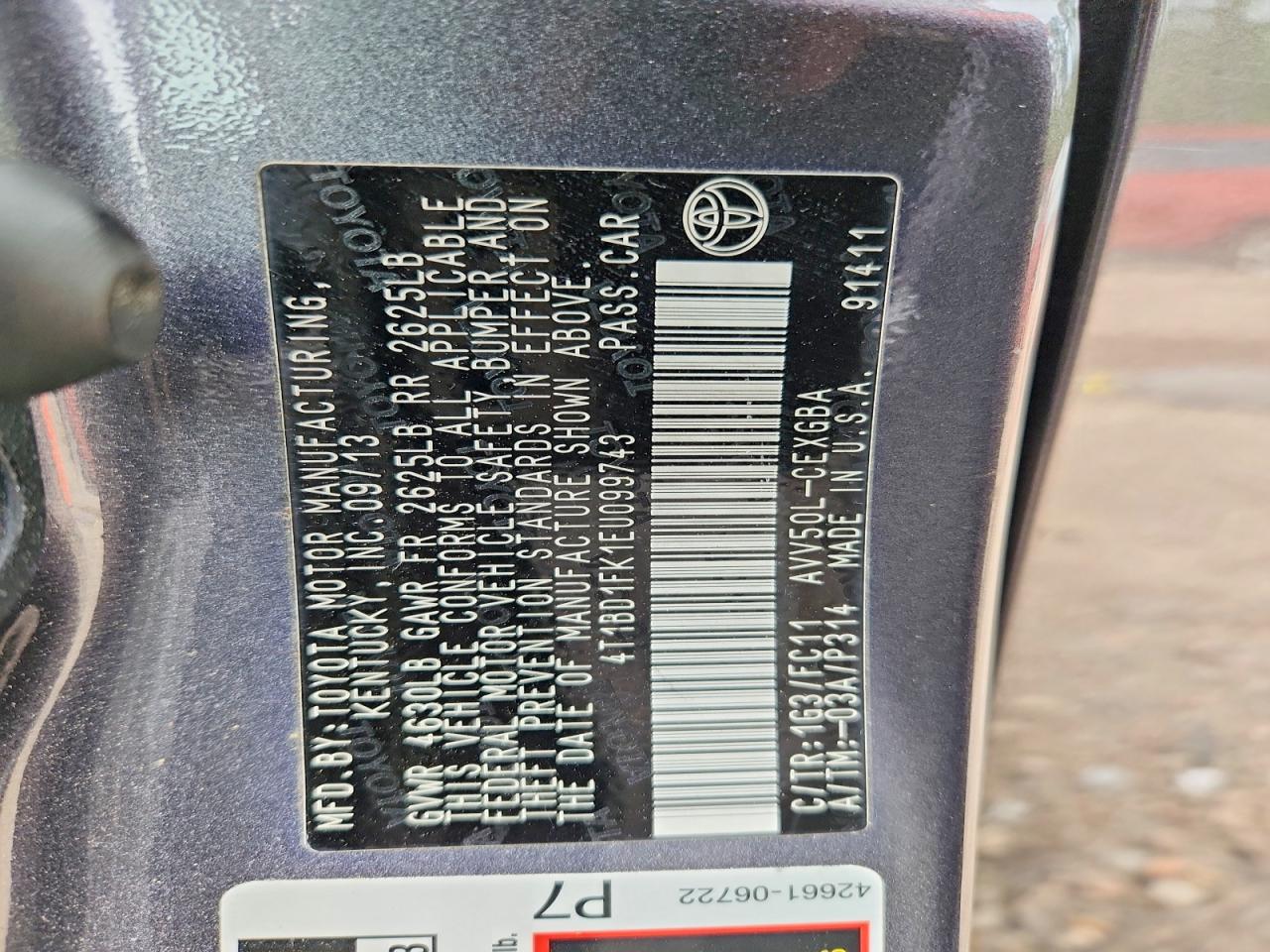 2014 Toyota Camry Hybrid Xle Gray vin: 4T1BD1FK1EU099743
