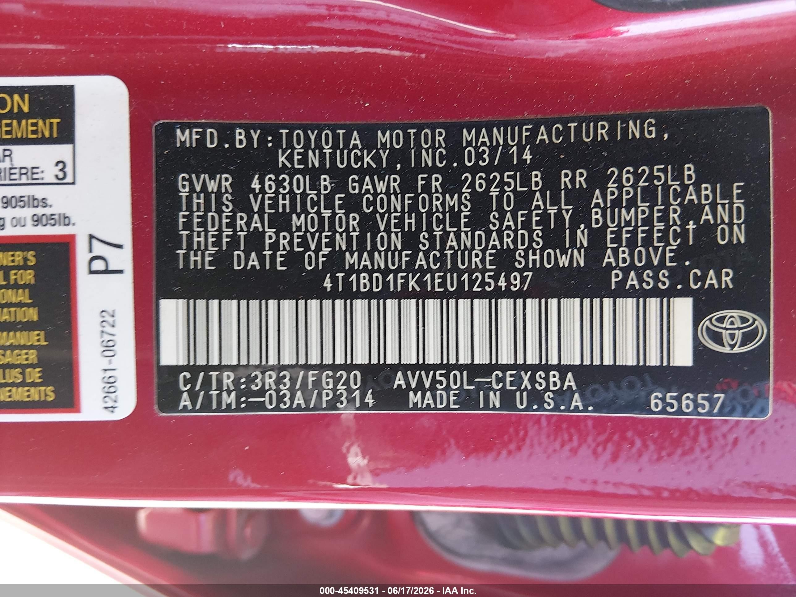 2014 Toyota Camry Hybrid Se Limited Edition Red vin: 4T1BD1FK1EU125497